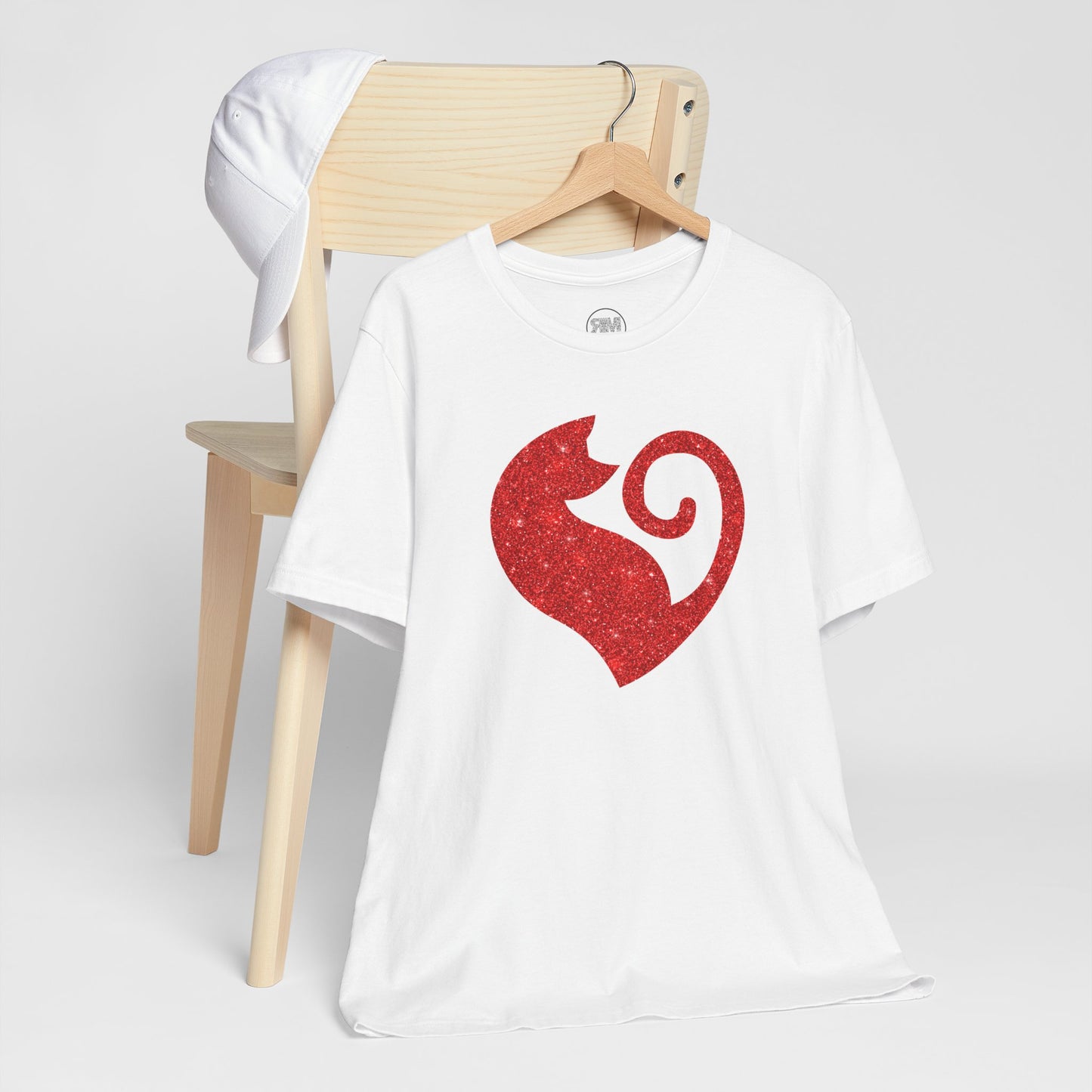 Cat Heart Red Glitter Tee