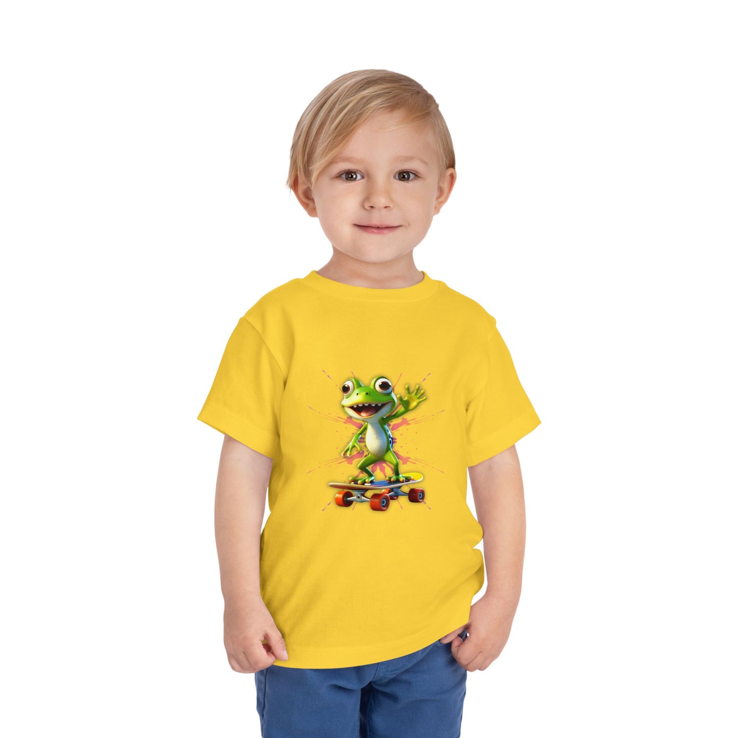 Skateboarding Frog Toddler T Shirt, Playful Frog Skate Tee for Kids