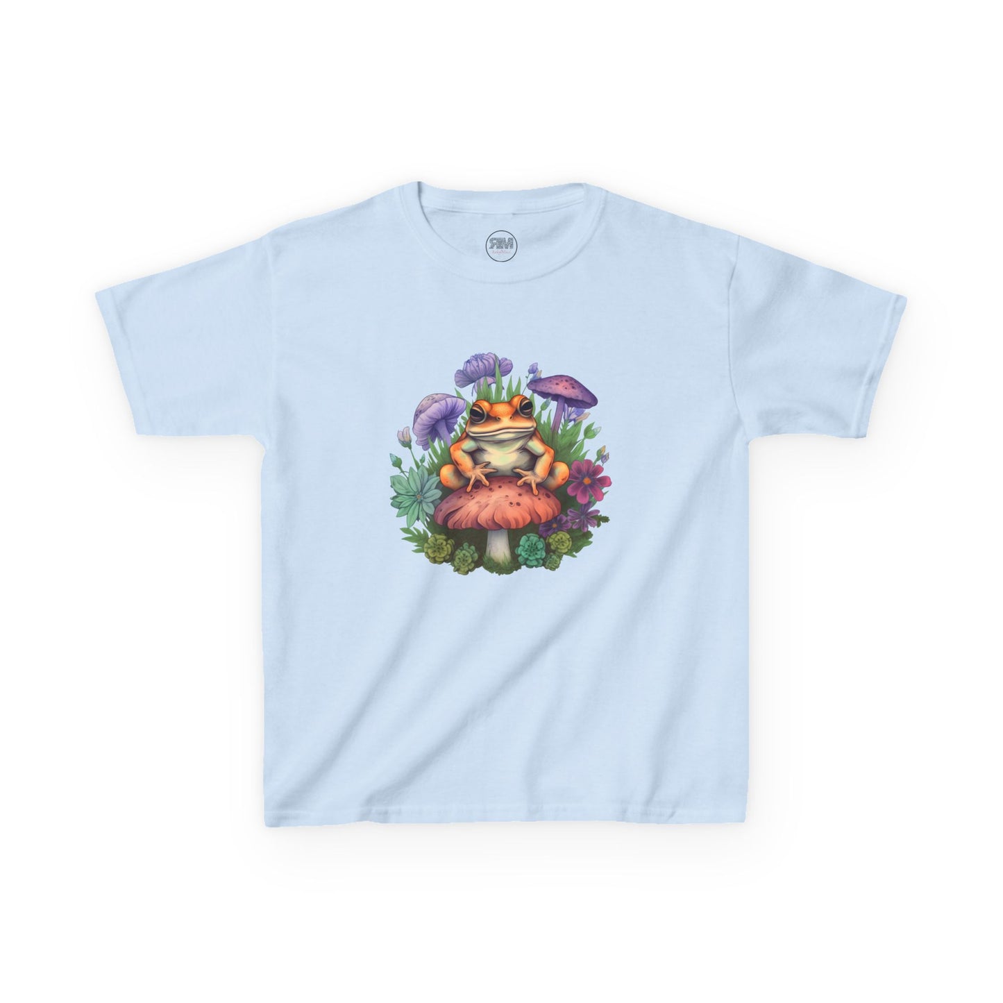Frog on Toadstool Kids T Shirt, Childrens Frog Toadstool Tee