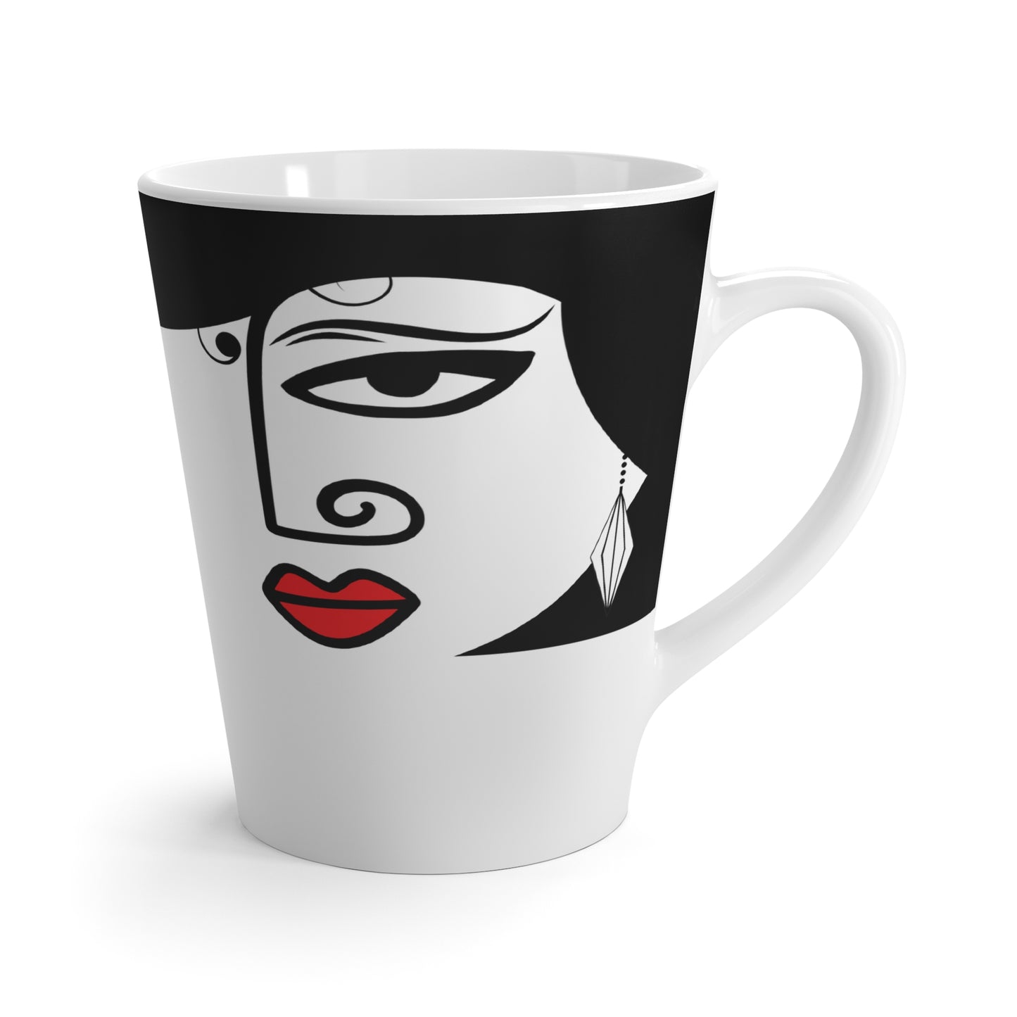 Art Deco Woman Latte Mug – Elegant Geometric Style Ceramic Coffee Cup