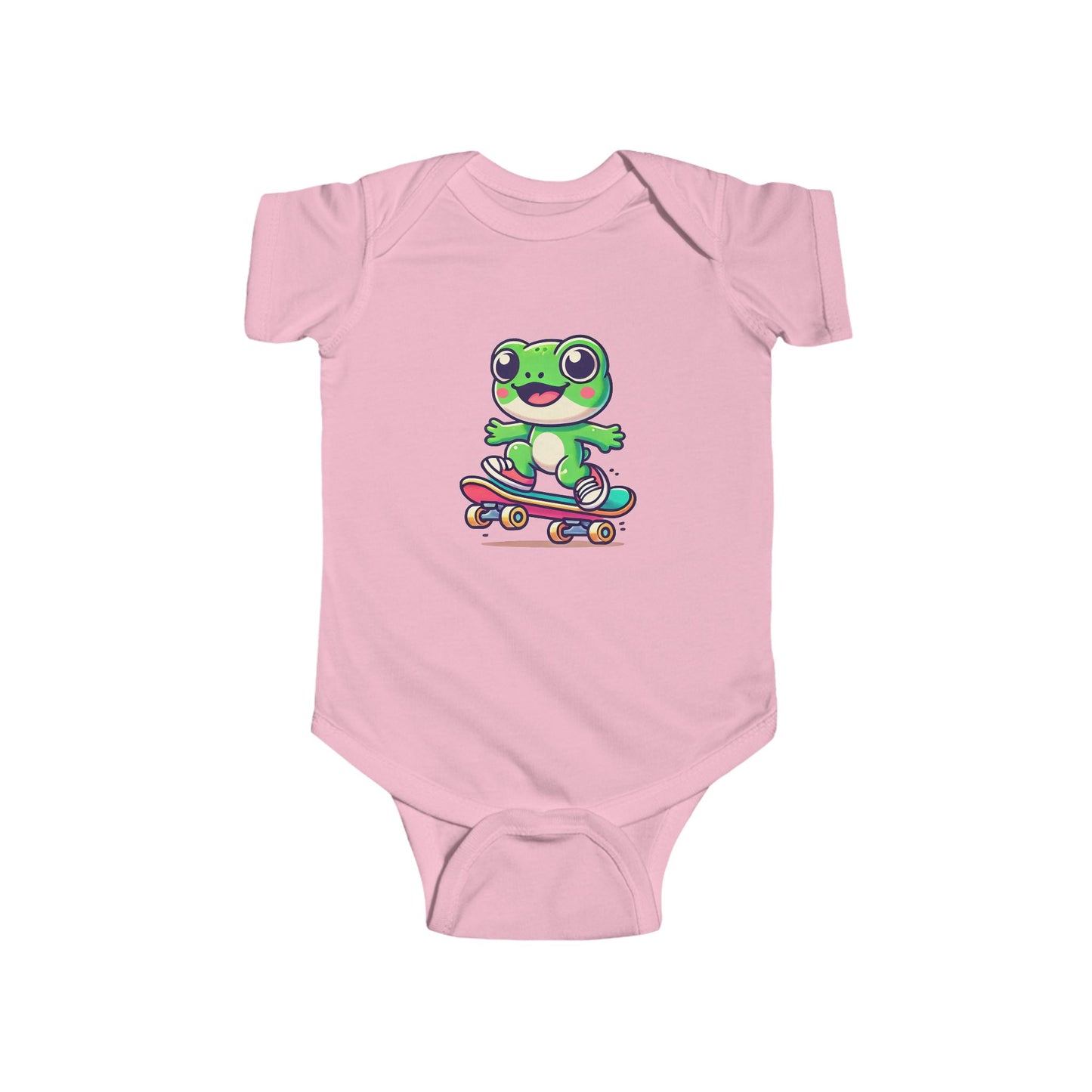 Skateboarding Frog Infant Baby Bodysuit, Newborn Frog Skate Outfit