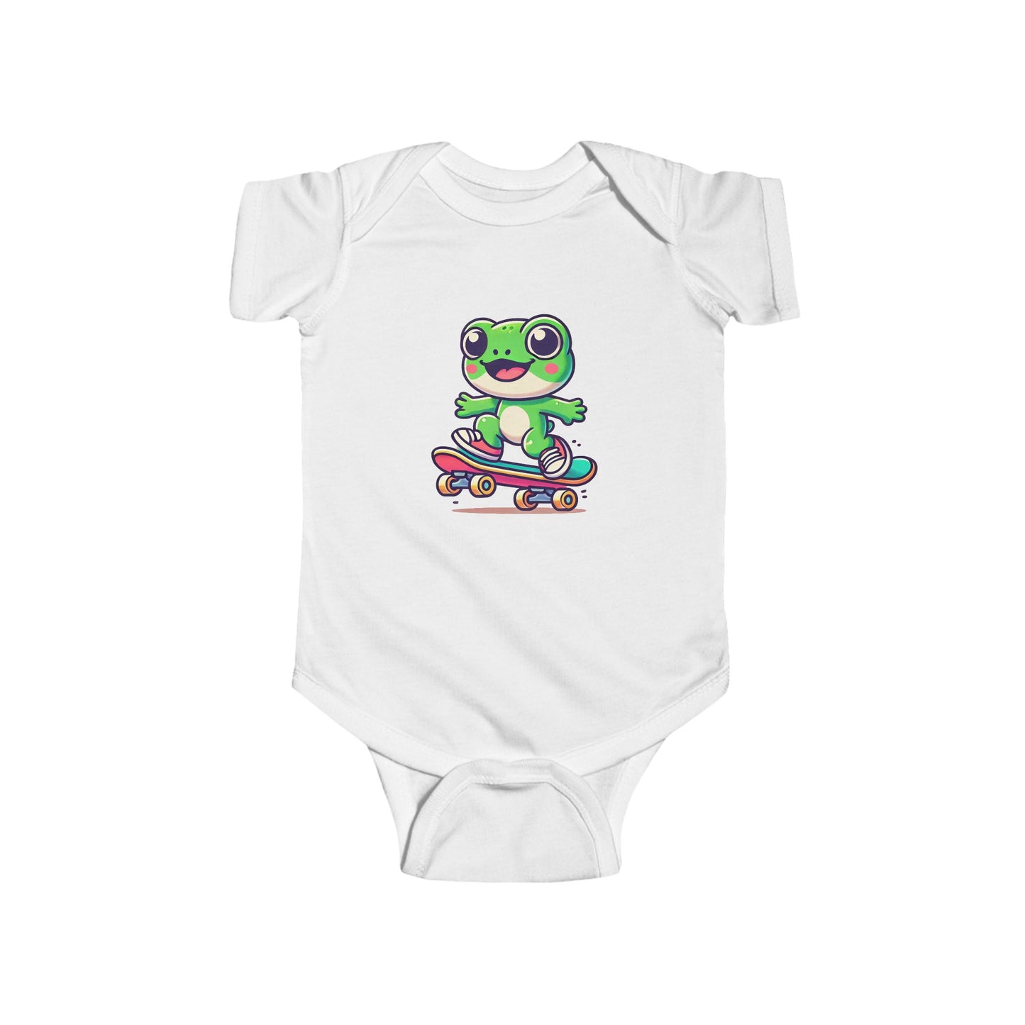 Skateboarding Frog Infant Baby Bodysuit, Newborn Frog Skate Outfit