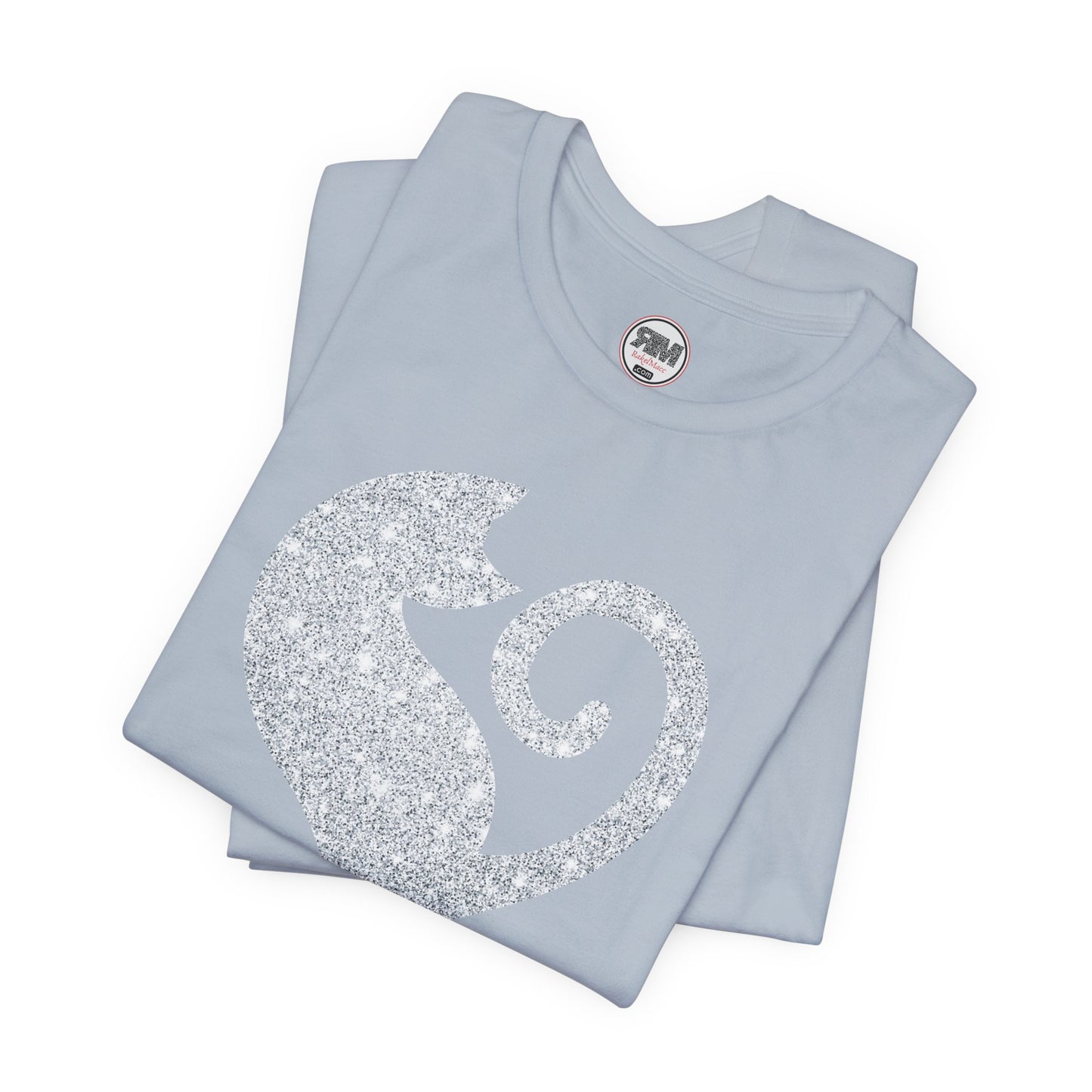 Cat Heart Silver Glitter Look Tee
