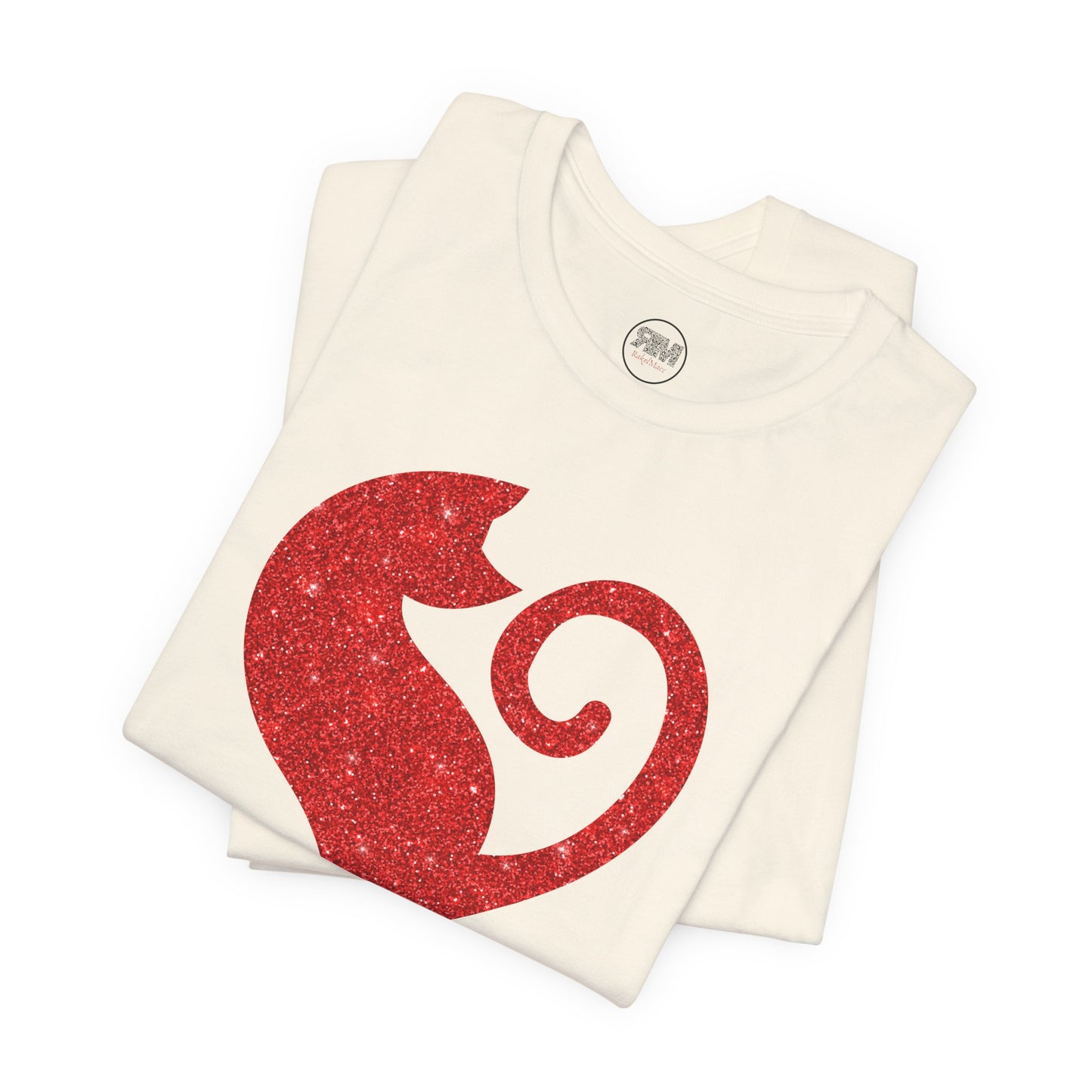 Cat Heart Red Glitter Tee