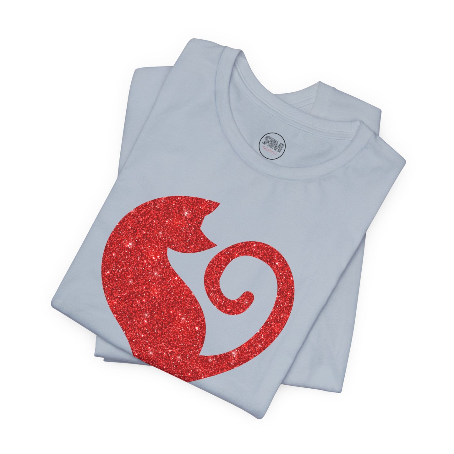Cat Heart Red Glitter Tee