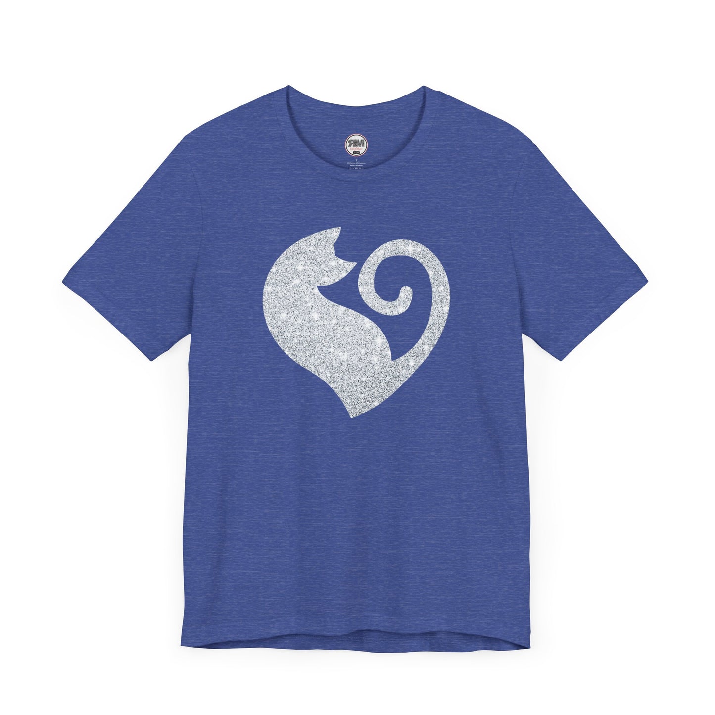 Cat Heart Silver Glitter Look Tee