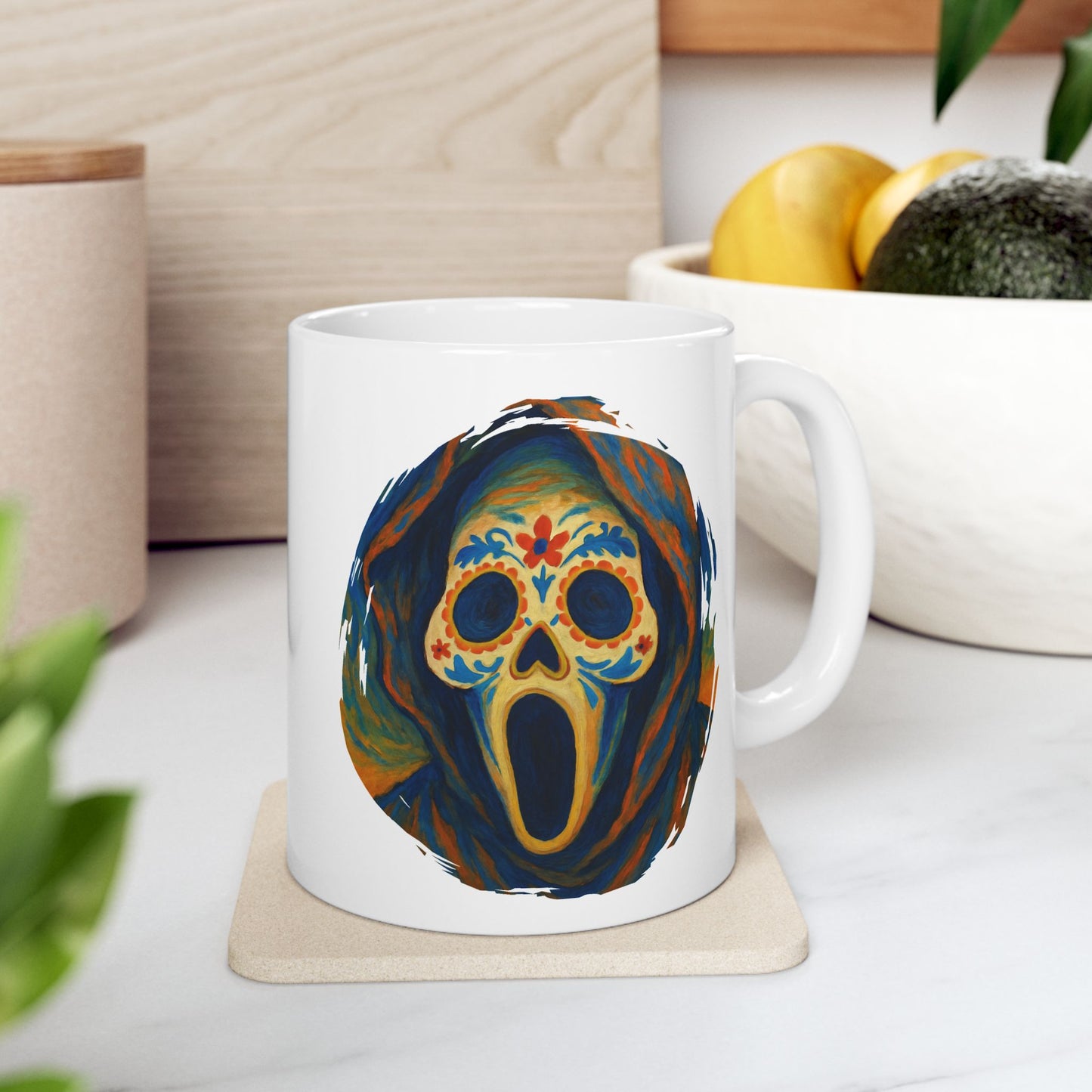 Spooky Sugar Skull Mug | Horrorcore Day of the Dead Coffee Cup Black or White