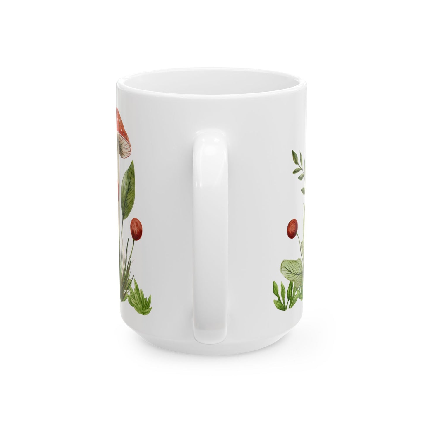 Mushroom Garden Ceramic Mug — Botanical Cottagecore Fungi Coffee Cup (11 oz & 15 oz)