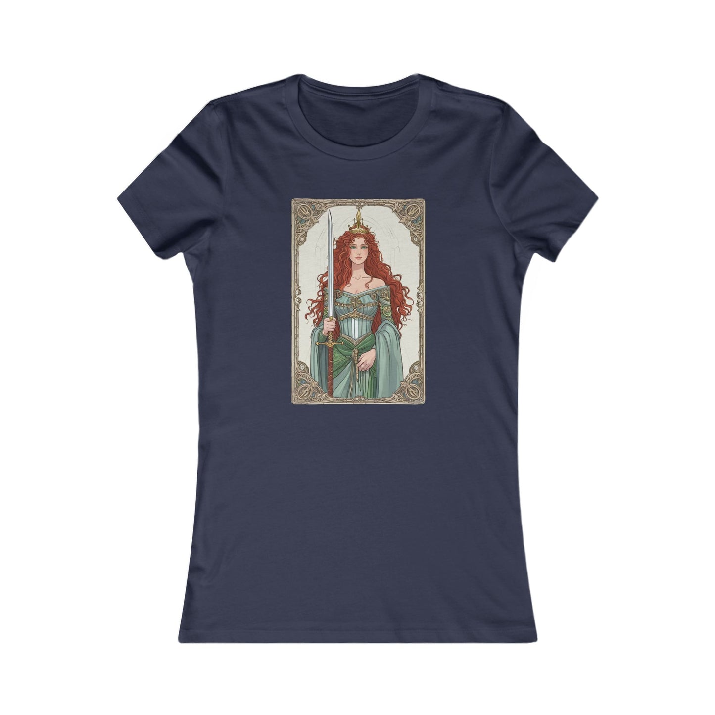 Queen of Swords Tarot T Shirt in Scarlet, Clarity and Strength Tee