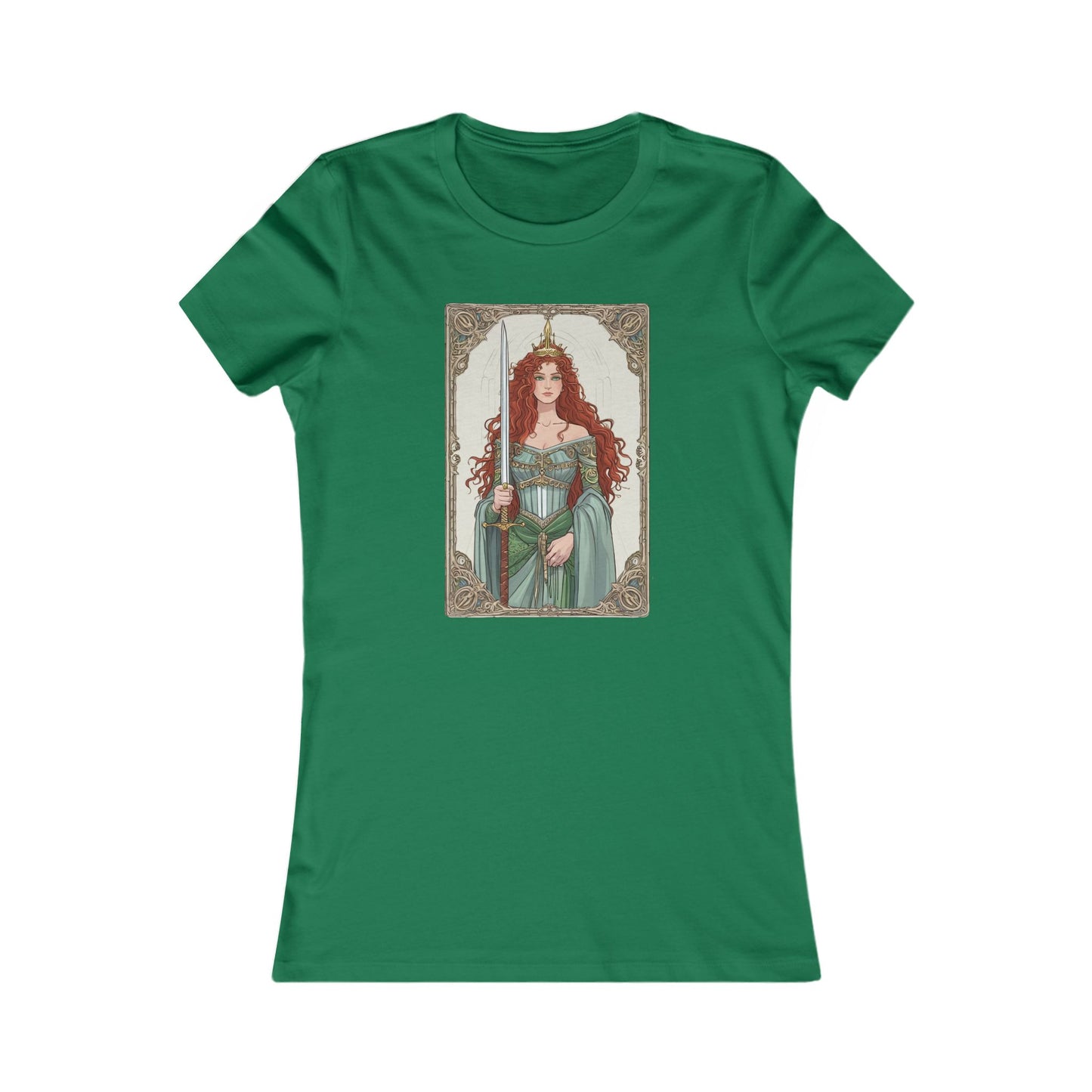Queen of Swords Tarot T Shirt in Scarlet, Clarity and Strength Tee