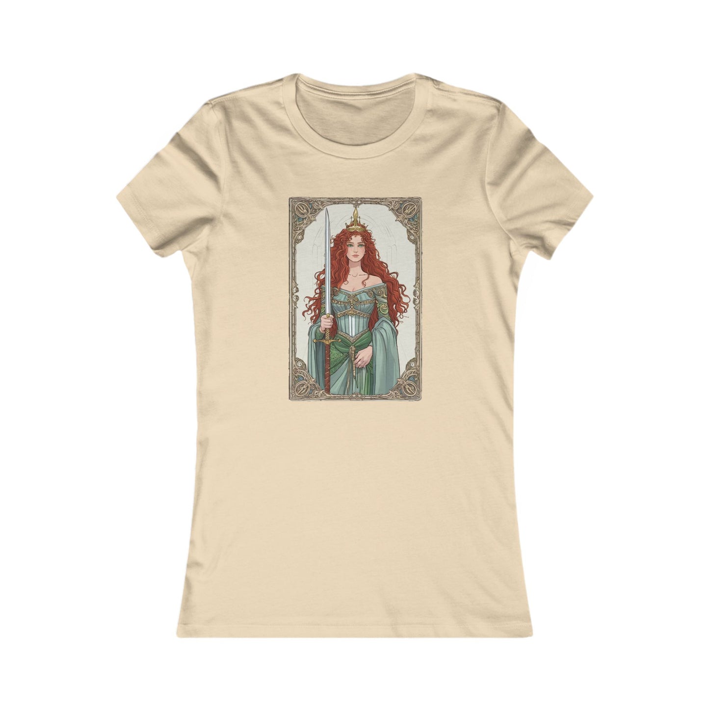Queen of Swords Tarot T Shirt in Scarlet, Clarity and Strength Tee
