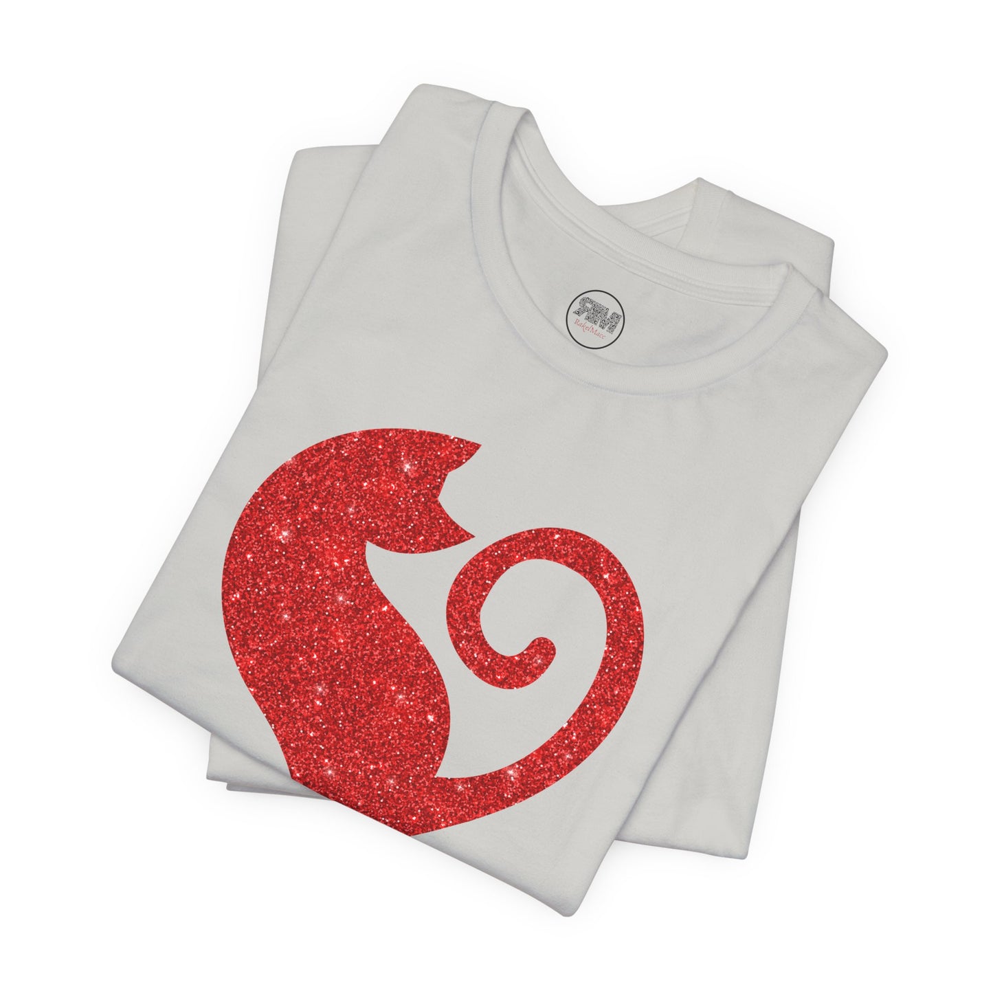 Cat Heart Red Glitter Tee
