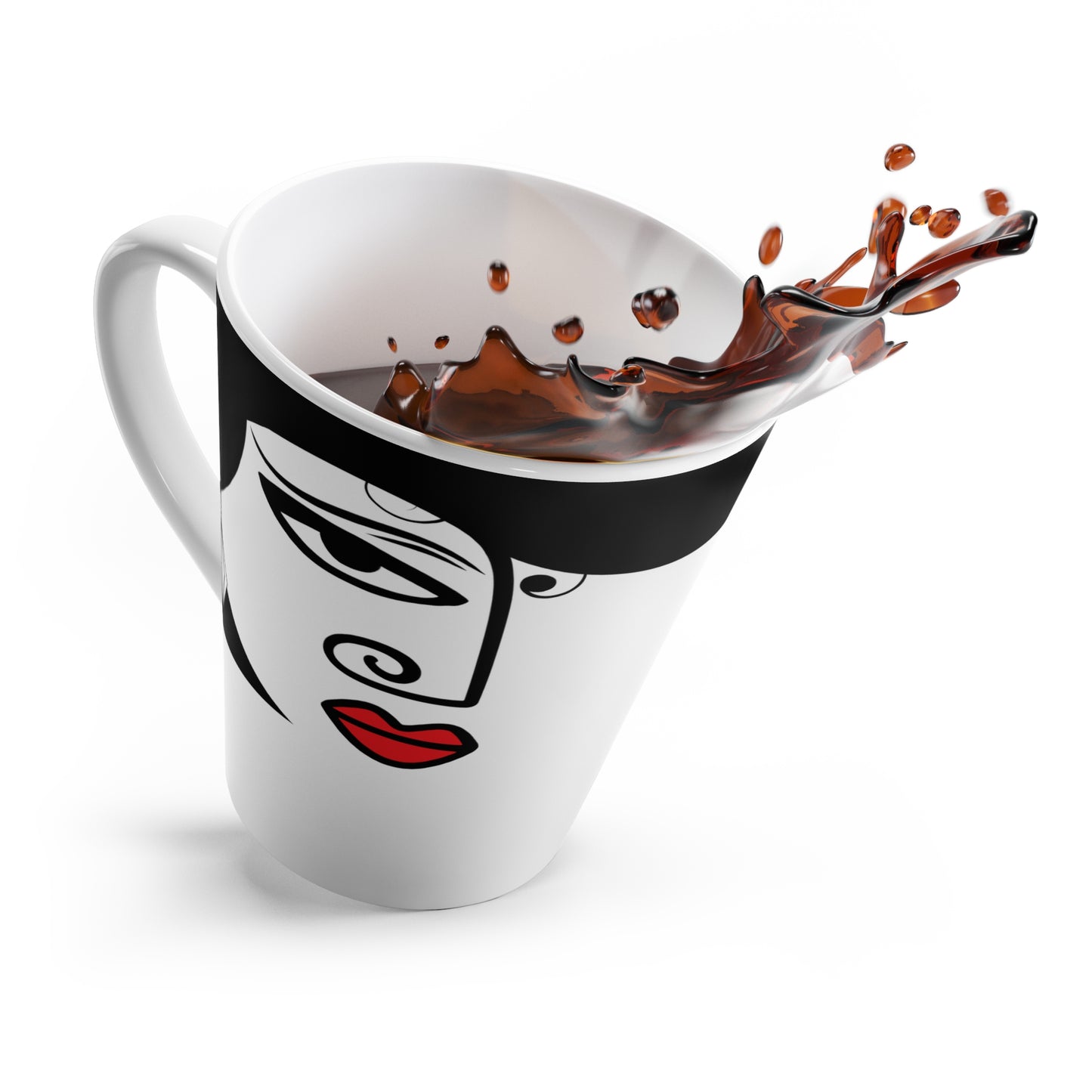 Art Deco Woman Latte Mug – Elegant Geometric Style Ceramic Coffee Cup