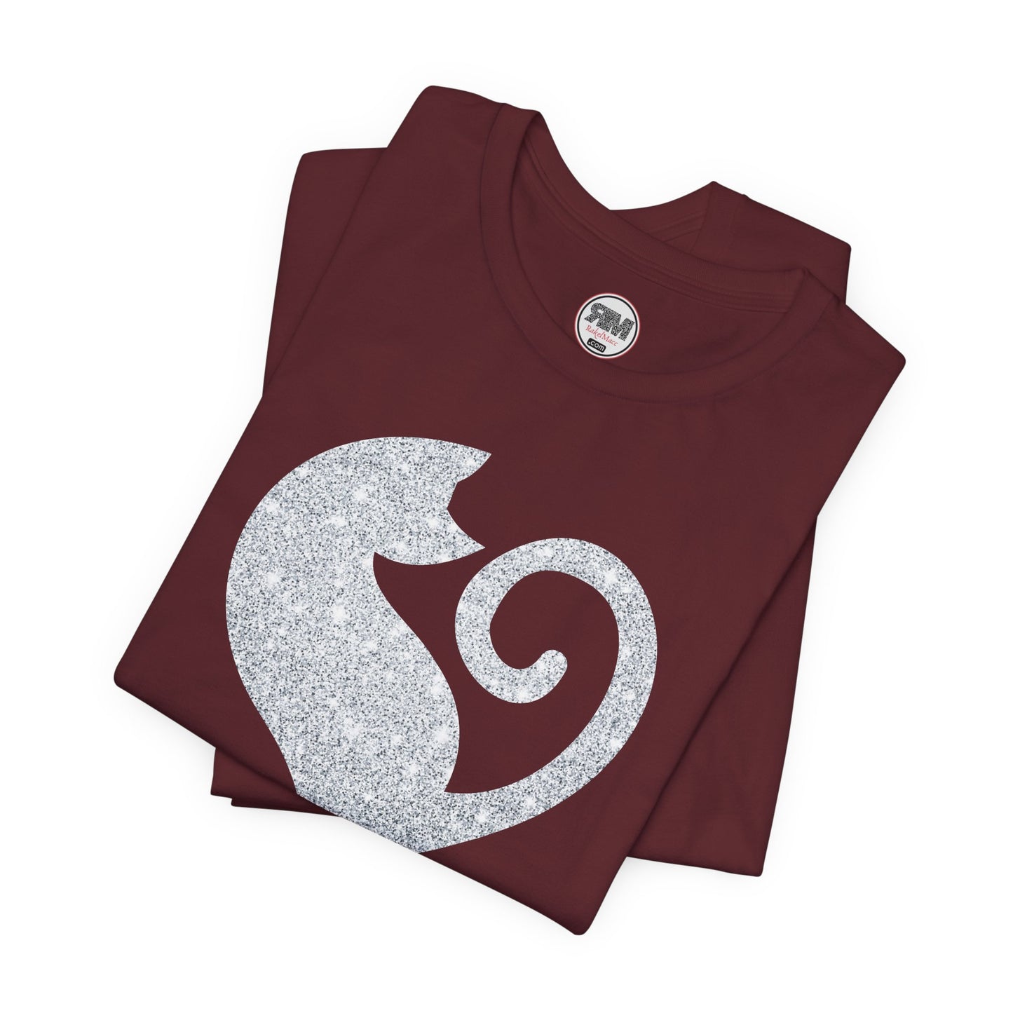 Cat Heart Silver Glitter Look Tee