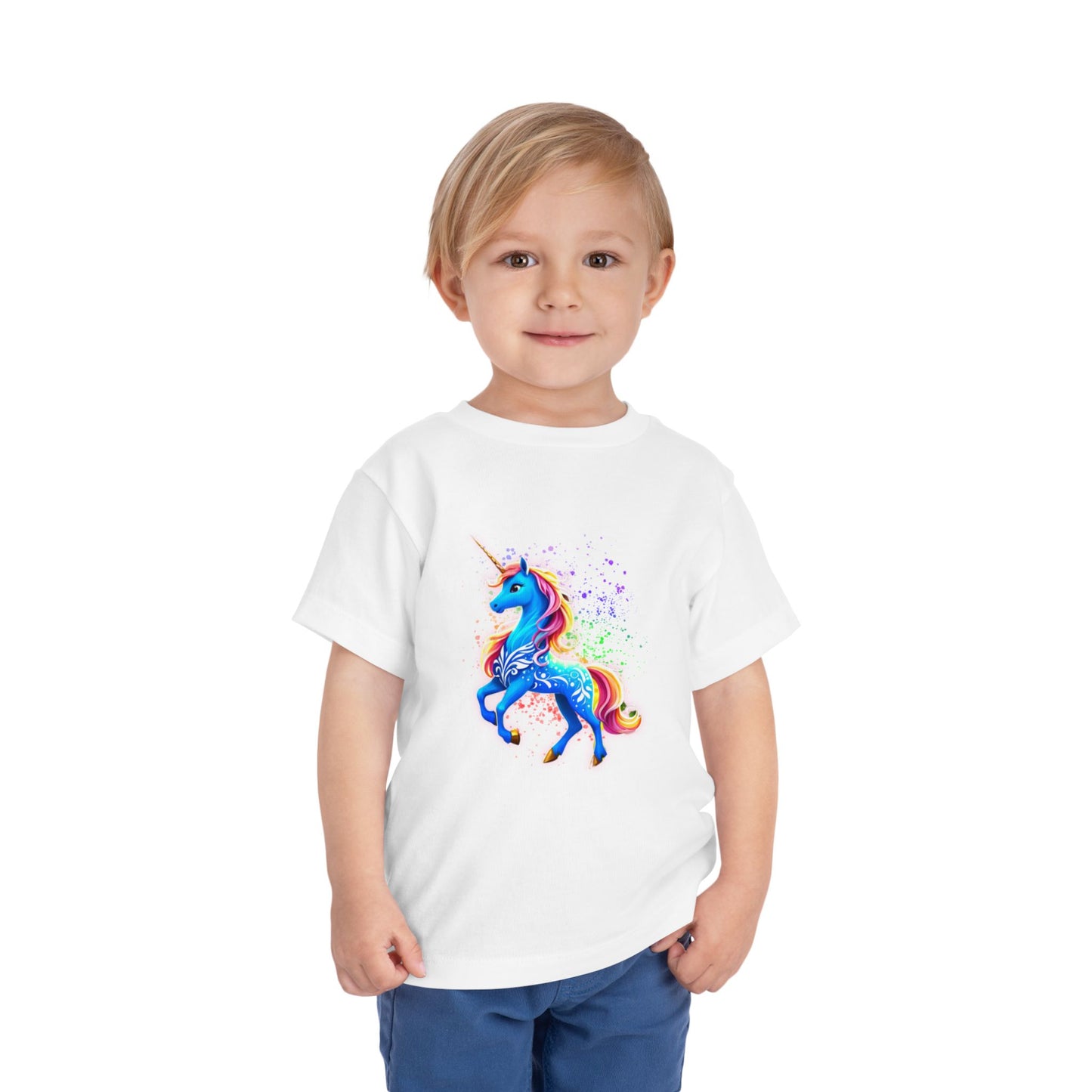 Rainbow Blue Unicorn Kids Shirt, Colorful Unicorn T Shirt for Children