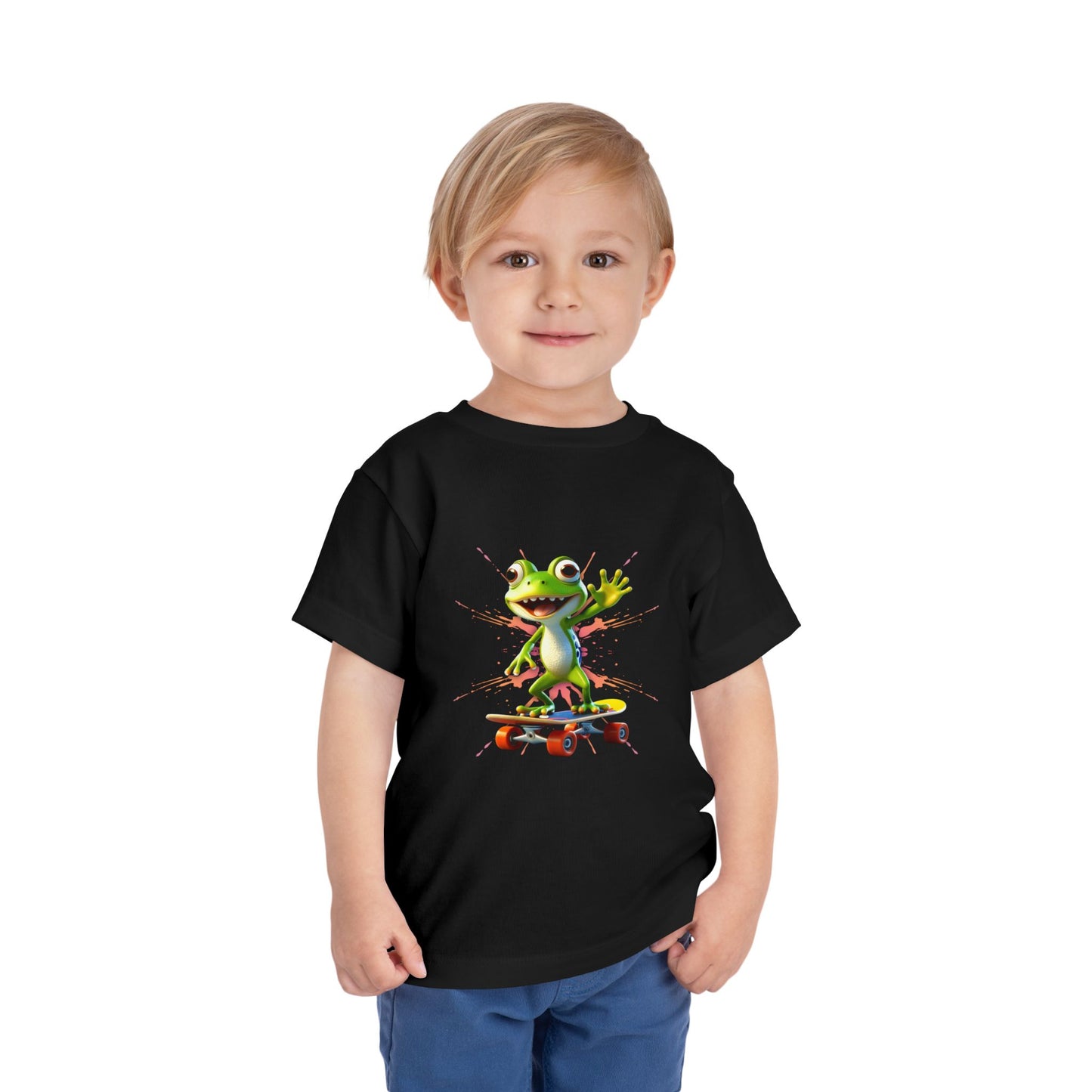 Skateboarding Frog Toddler T Shirt, Playful Frog Skate Tee for Kids