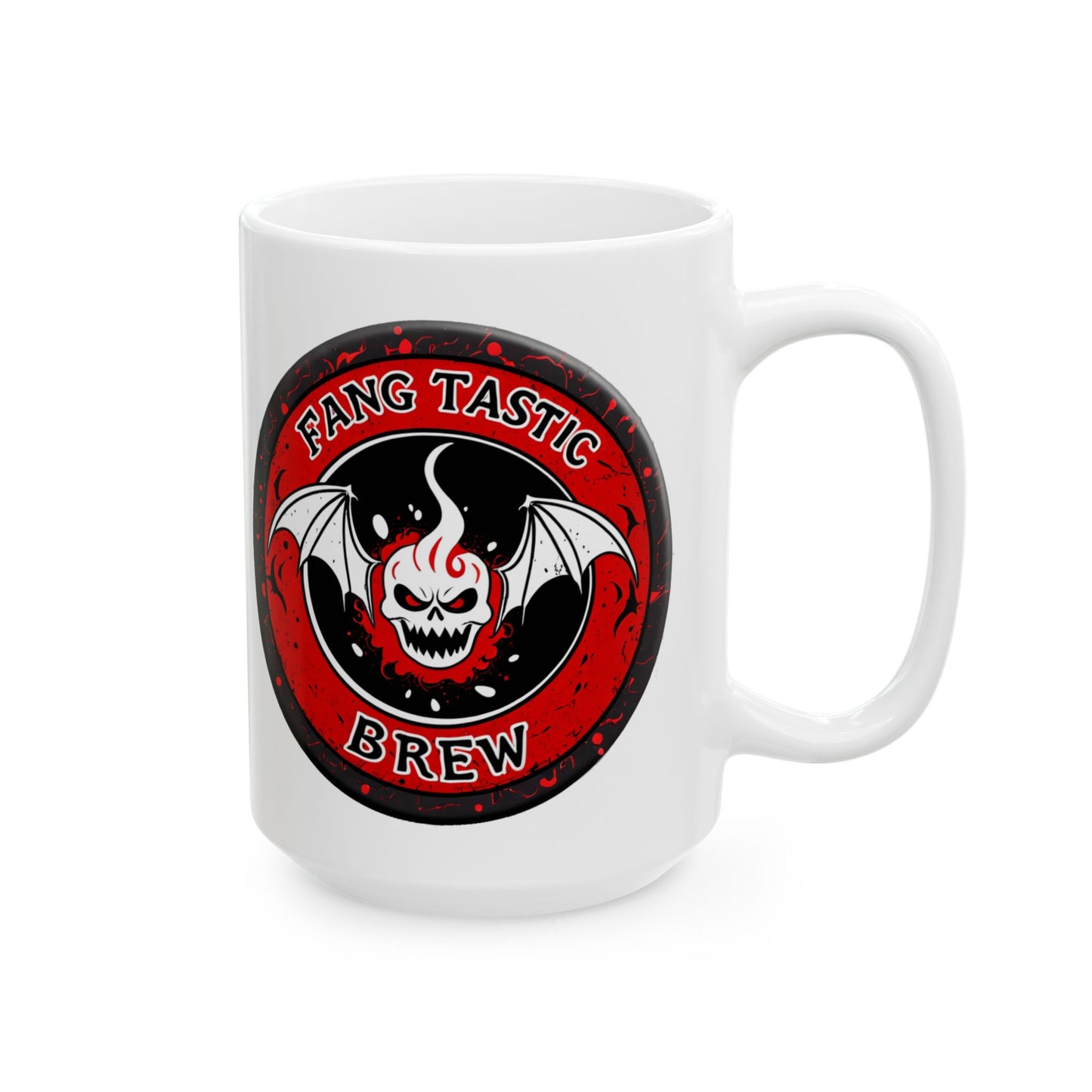 Fang Tastic Brew Horror Coffee Mug – Gothic Vampire Bat Cup Black or White