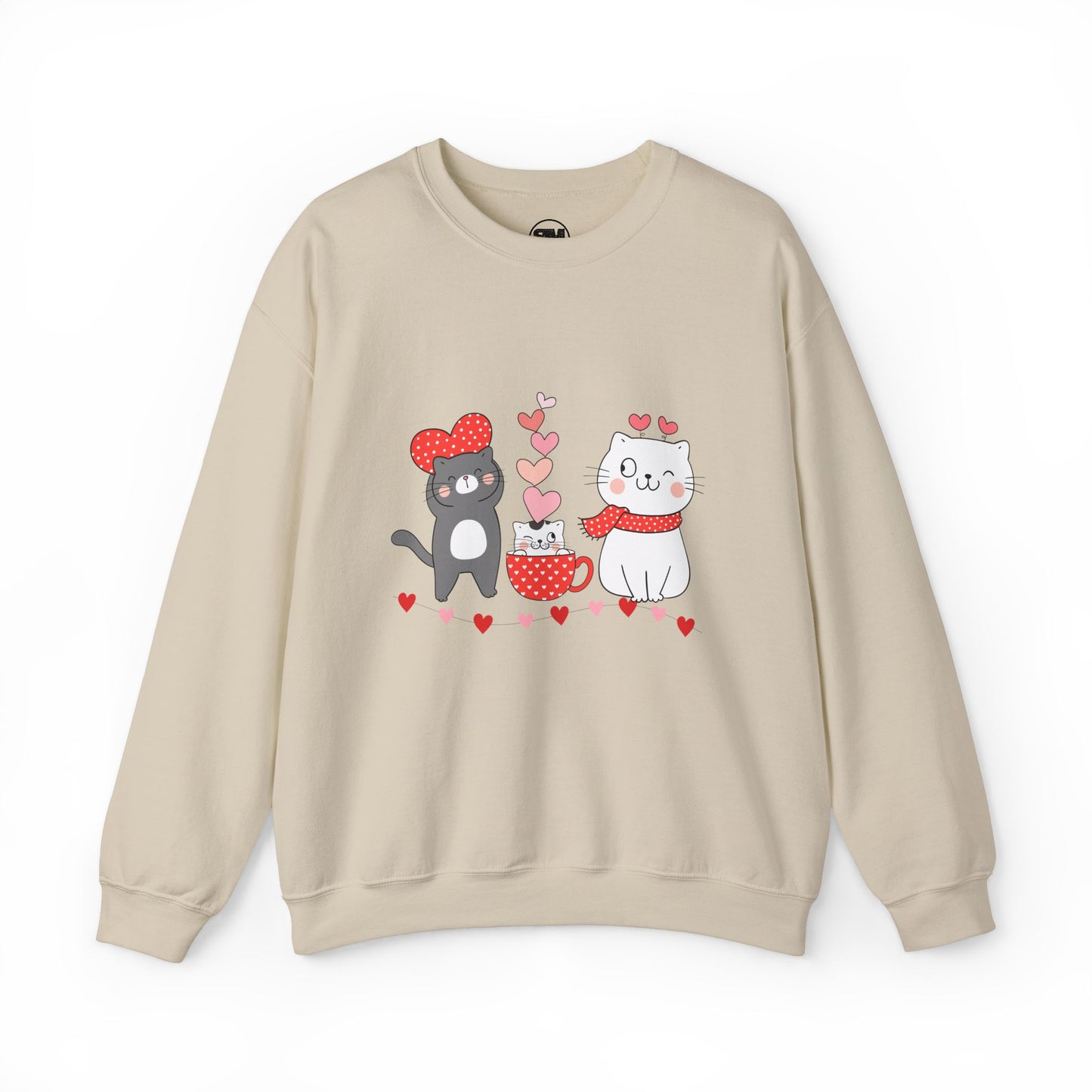 Kittens Valentines Day Sweatshirt, Cute Puppy and Kitten Valentines Pullover