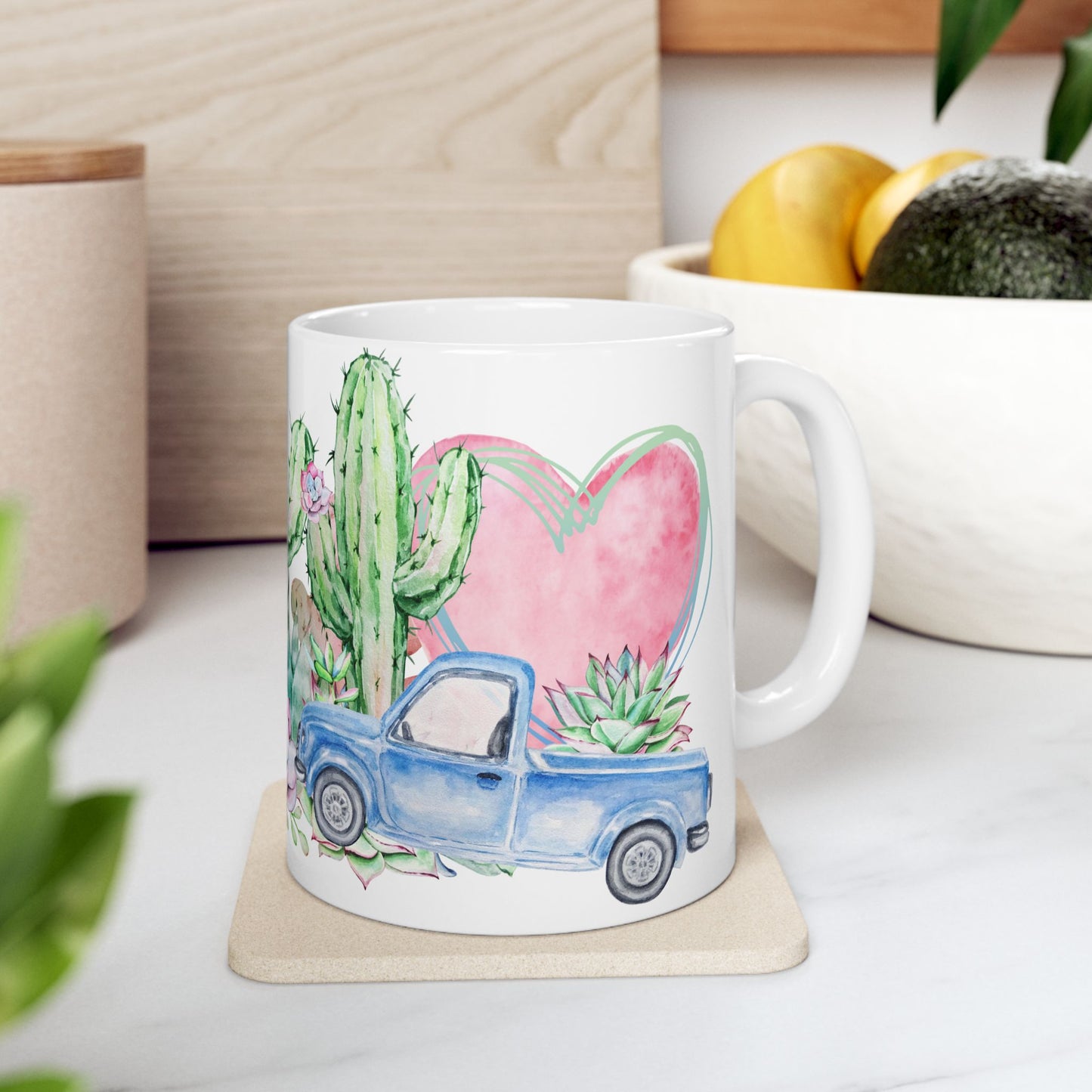 Watercolor Cacti & Succulents Ceramic Mug – Botanical Coffee Cup (11 oz & 15 oz)