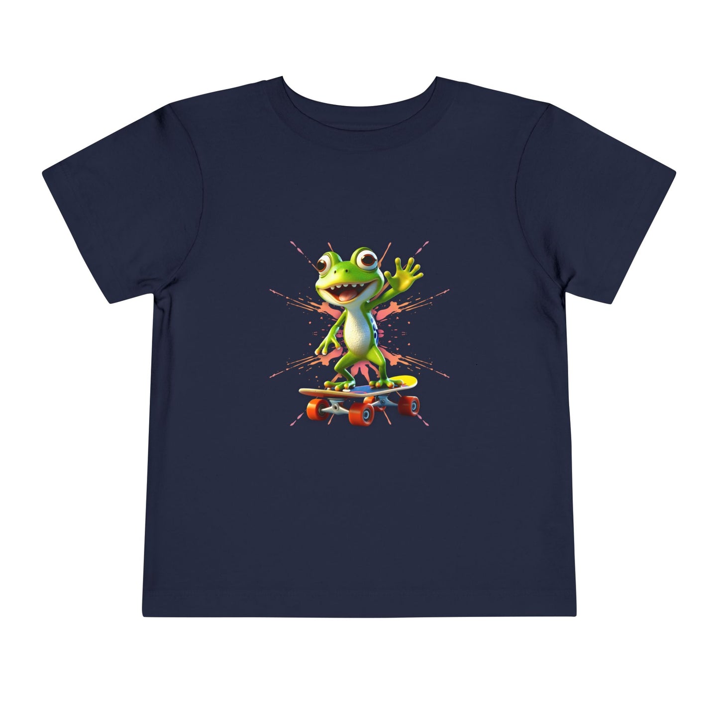 Skateboarding Frog Toddler T Shirt, Playful Frog Skate Tee for Kids