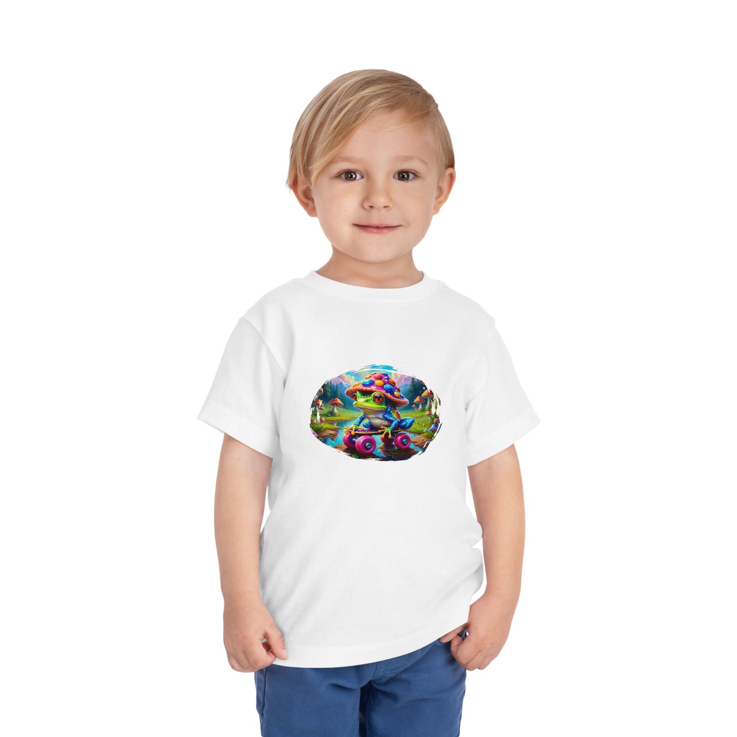 Skateboarding Frog Toddler T Shirt, Playful Frog Skate Tee for Kids