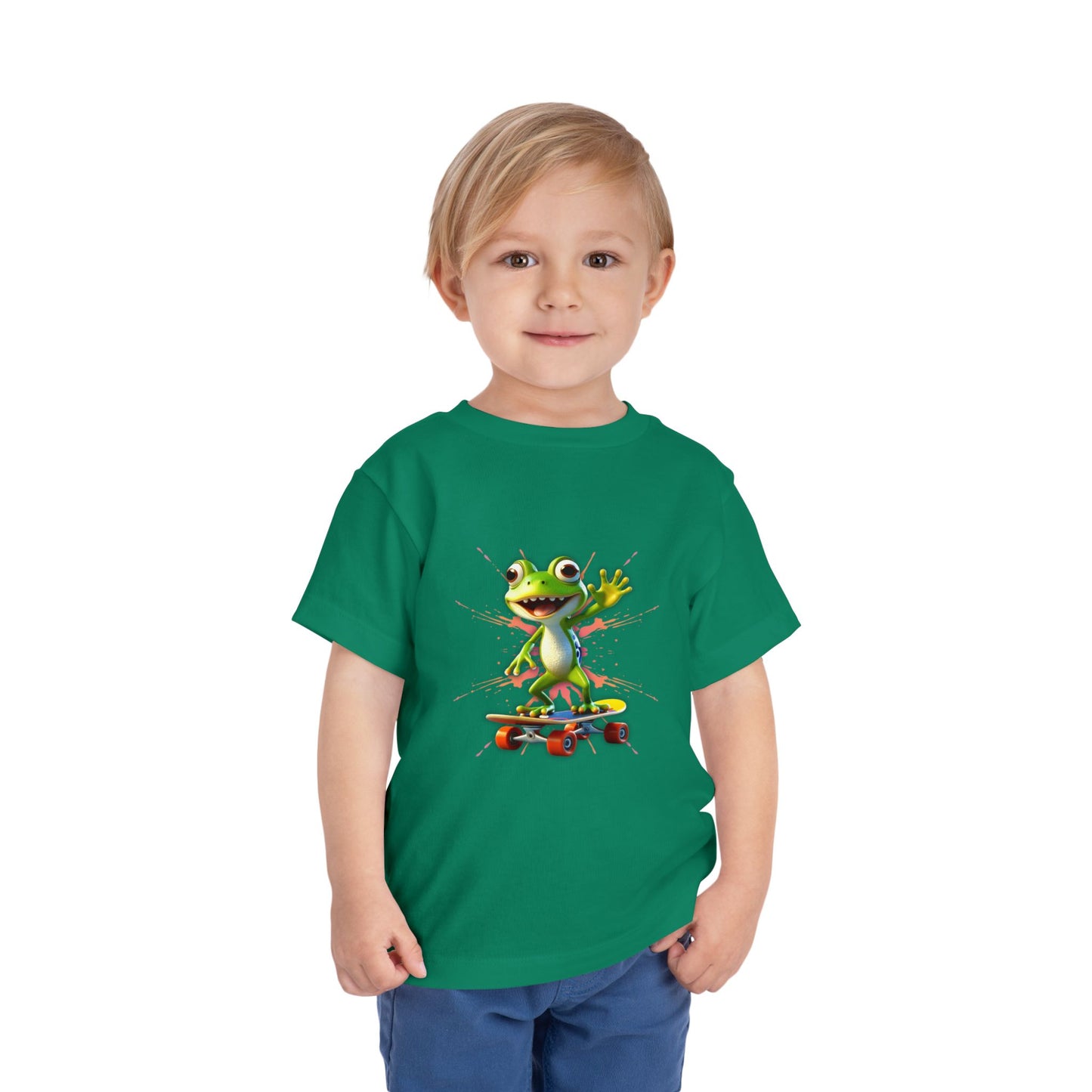 Skateboarding Frog Toddler T Shirt, Playful Frog Skate Tee for Kids