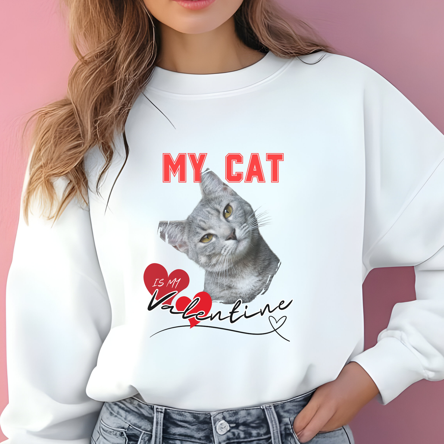 Custom My Cat or Dog Is My Valentine Sweatshirt, Personalized Pet Valentine Gift