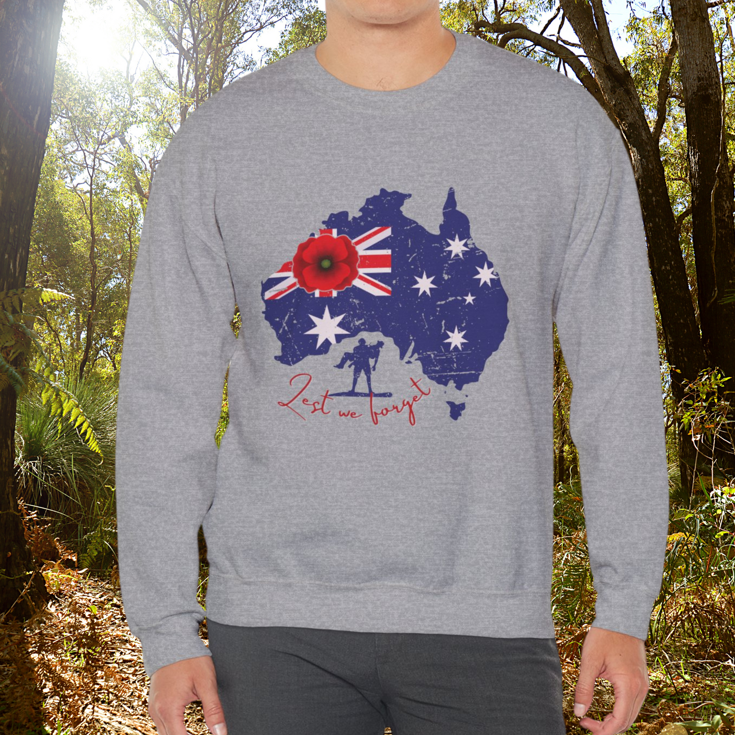 ANZAC Lest We Forget Remembrance Sweatshirt, Australian Anzac Tribute Pullover