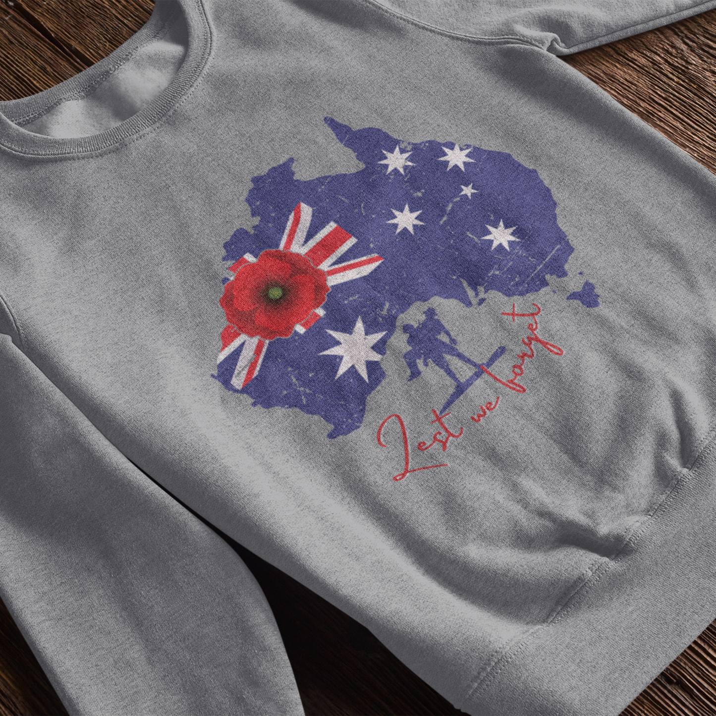 ANZAC Lest We Forget Remembrance Sweatshirt, Australian Anzac Tribute Pullover