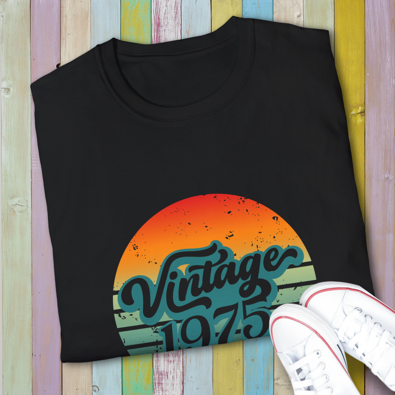 Vintage 1975 T-Shirt Retro 50th Birthday Gift Born in 1975 Classic 70s Style Graphic Tee