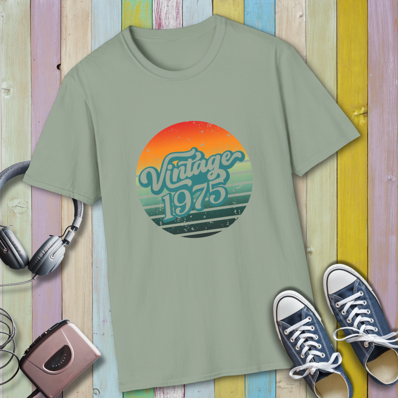 Vintage 1975 T-Shirt Retro 50th Birthday Gift Born in 1975 Classic 70s Style Graphic Tee