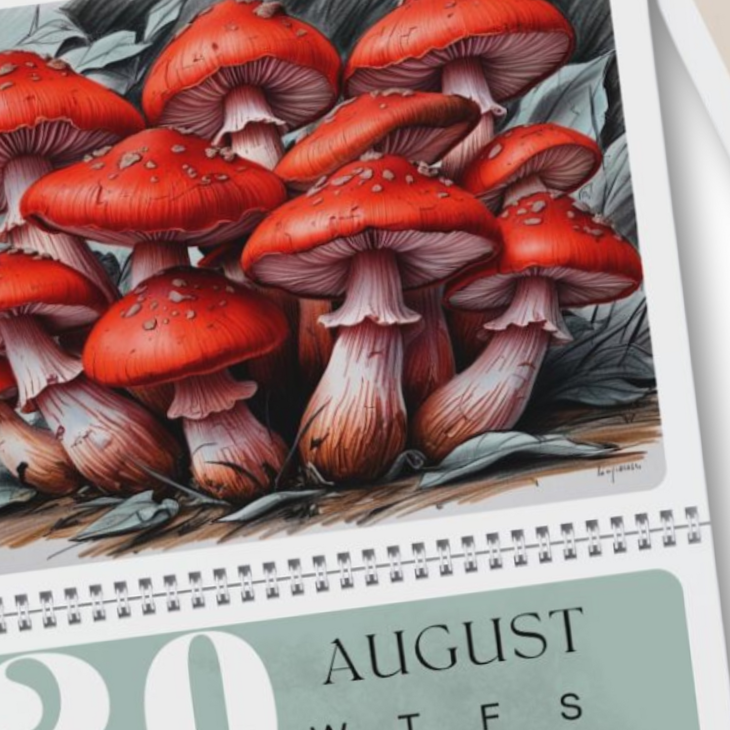 Colorful Mushroom Wall Calendar 2026