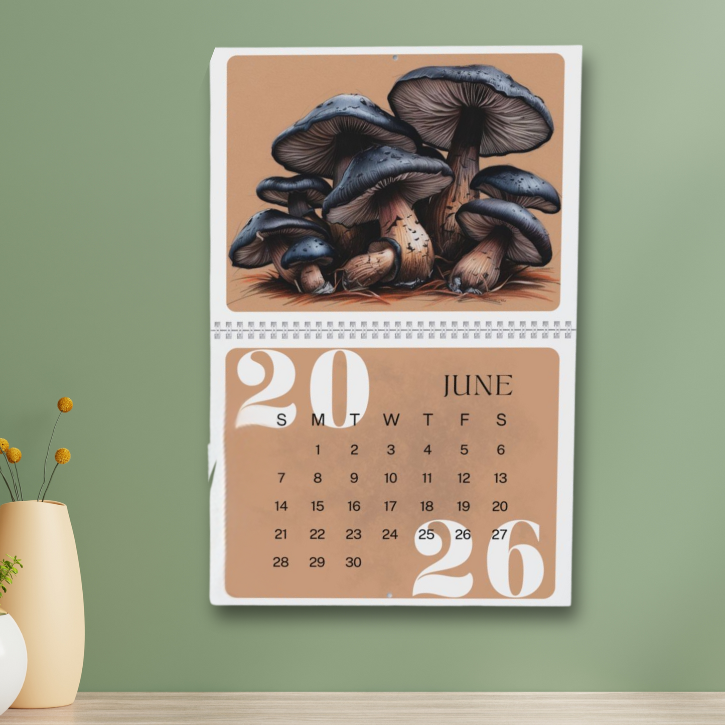 Colorful Mushroom Wall Calendar 2026