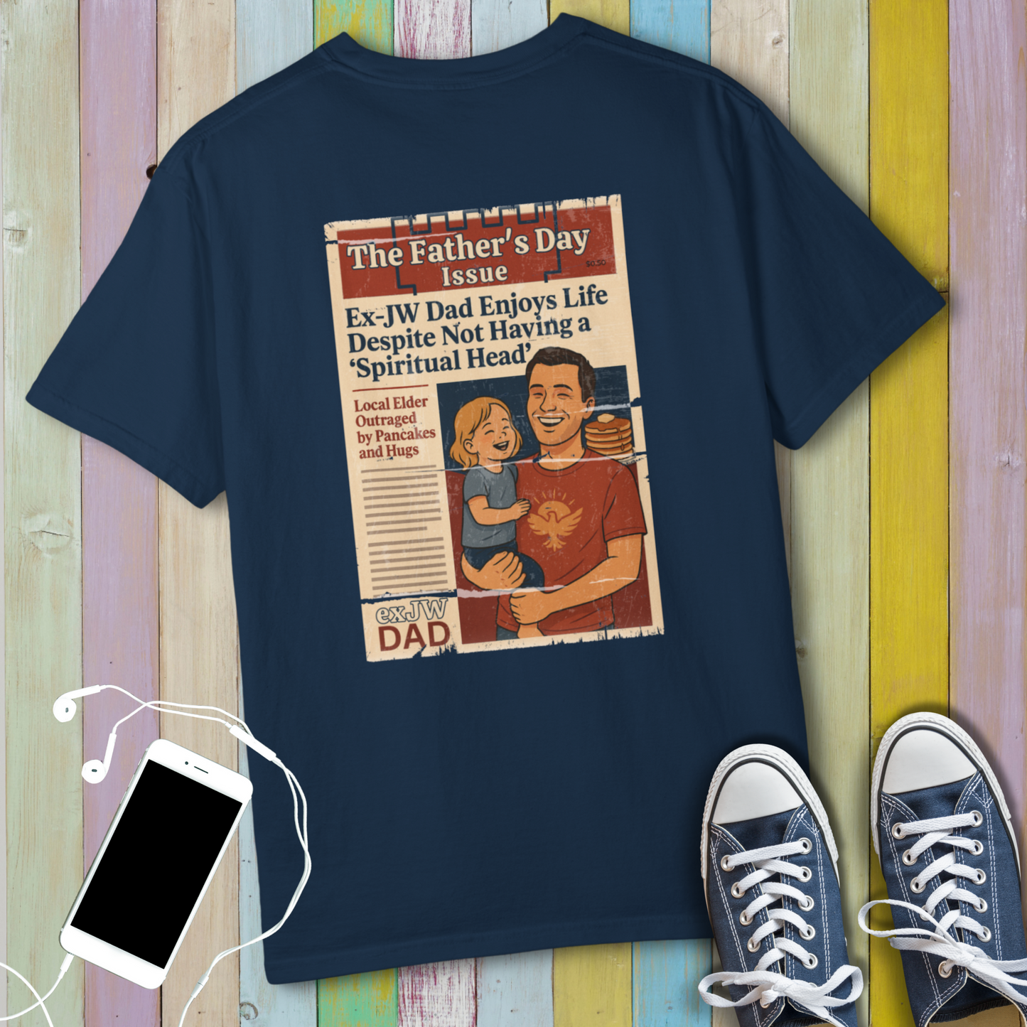 Ex-JW Humor Father’s Day Tee – First Father’s Day as a "Worldly" Dad T-Shirt