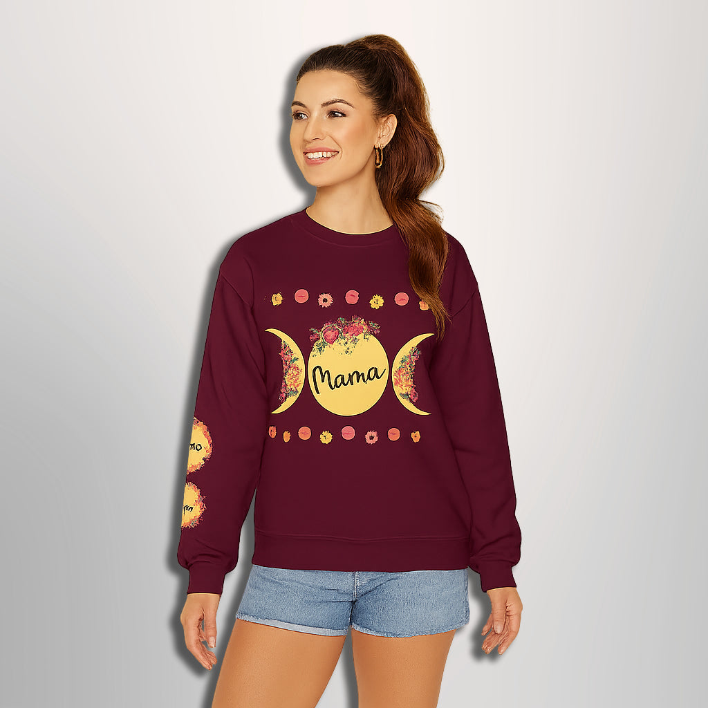 Custom Mama Sweatshirt with Sleeve Print, Personalized Mama Gift