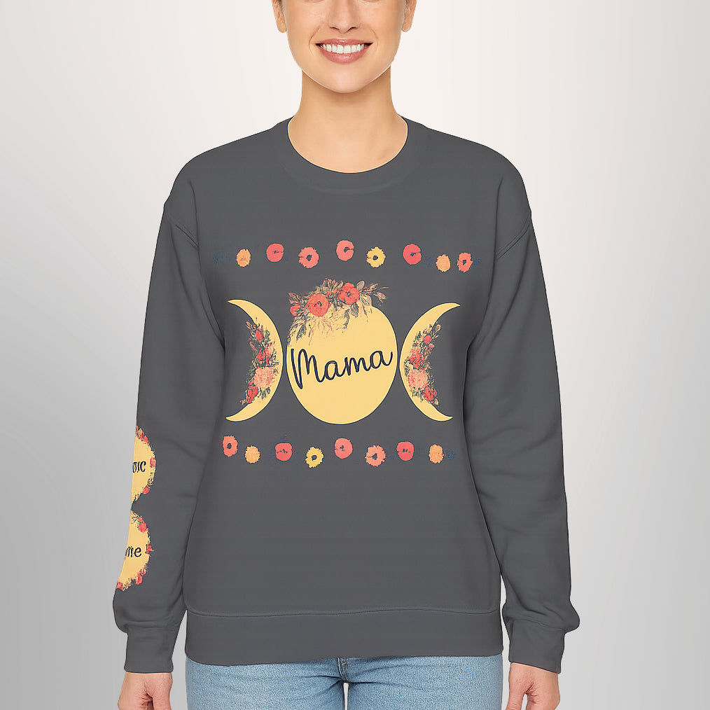 Custom Mama Sweatshirt with Sleeve Print, Personalized Mama Gift