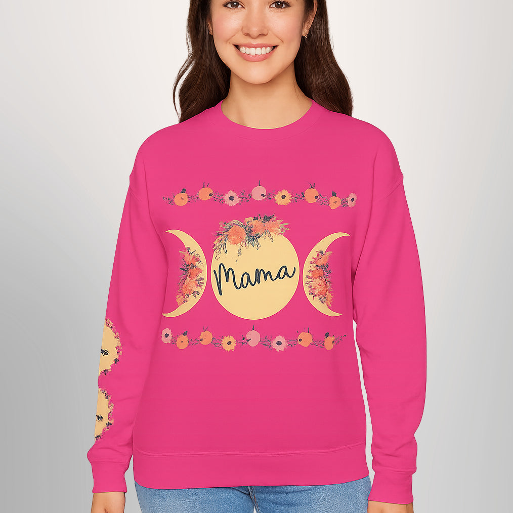 Custom Mama Sweatshirt with Sleeve Print, Personalized Mama Gift