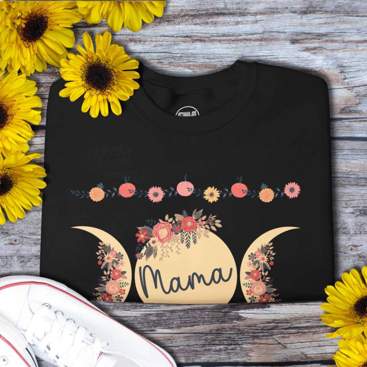 Custom Mama Sweatshirt with Sleeve Print, Personalized Mama Gift