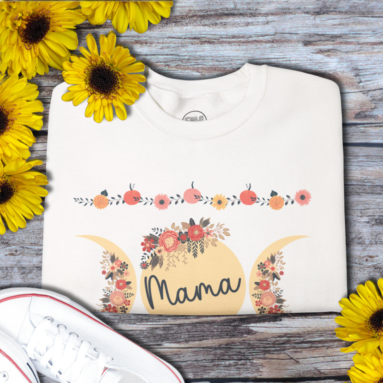 Custom Mama Sweatshirt with Sleeve Print, Personalized Mama Gift