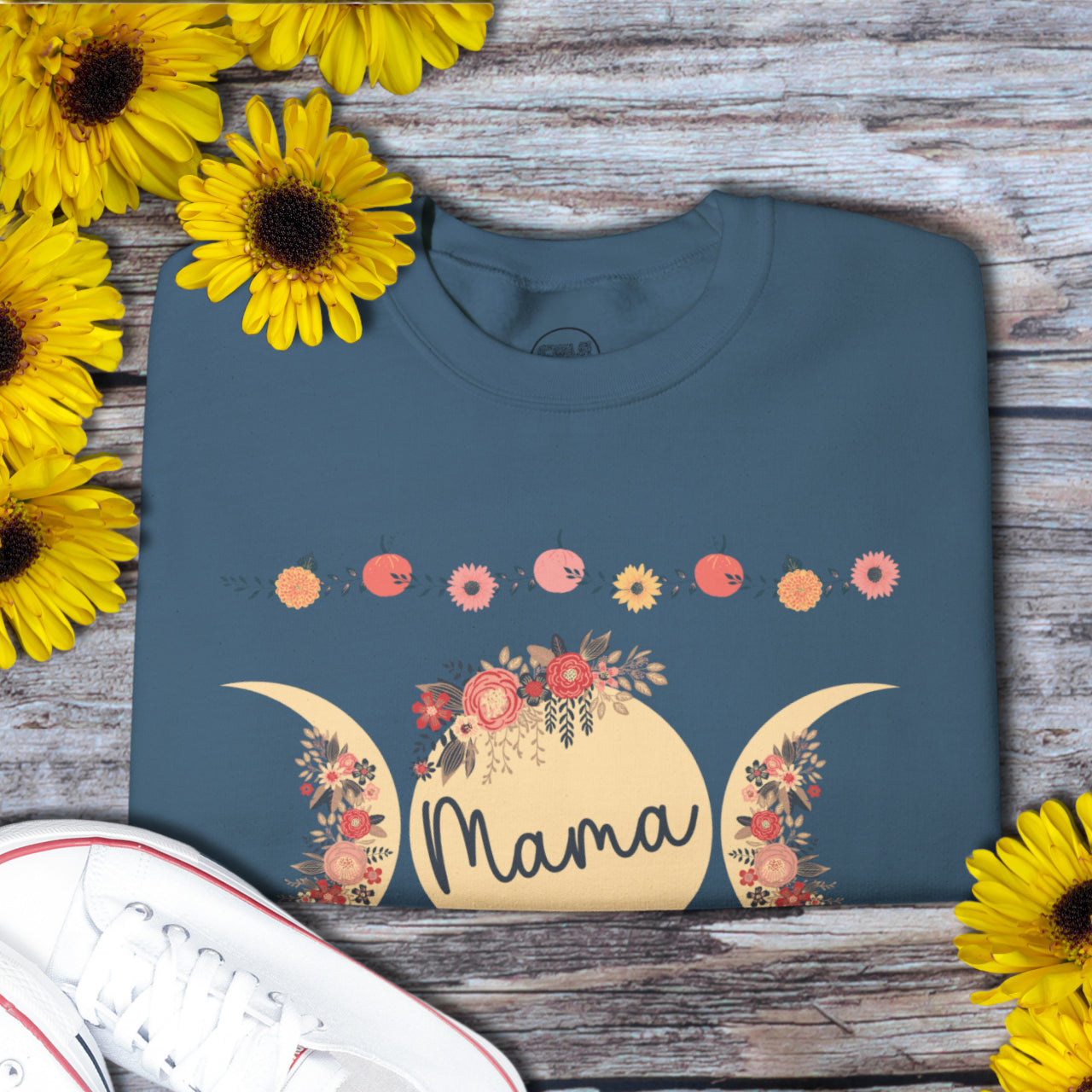Custom Mama Sweatshirt with Sleeve Print, Personalized Mama Gift