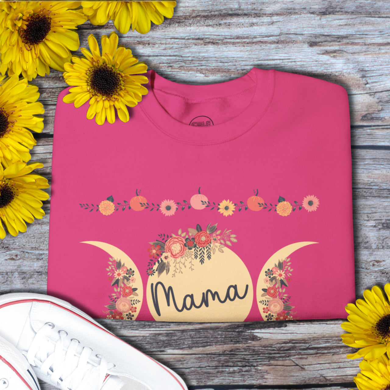 Custom Mama Sweatshirt with Sleeve Print, Personalized Mama Gift