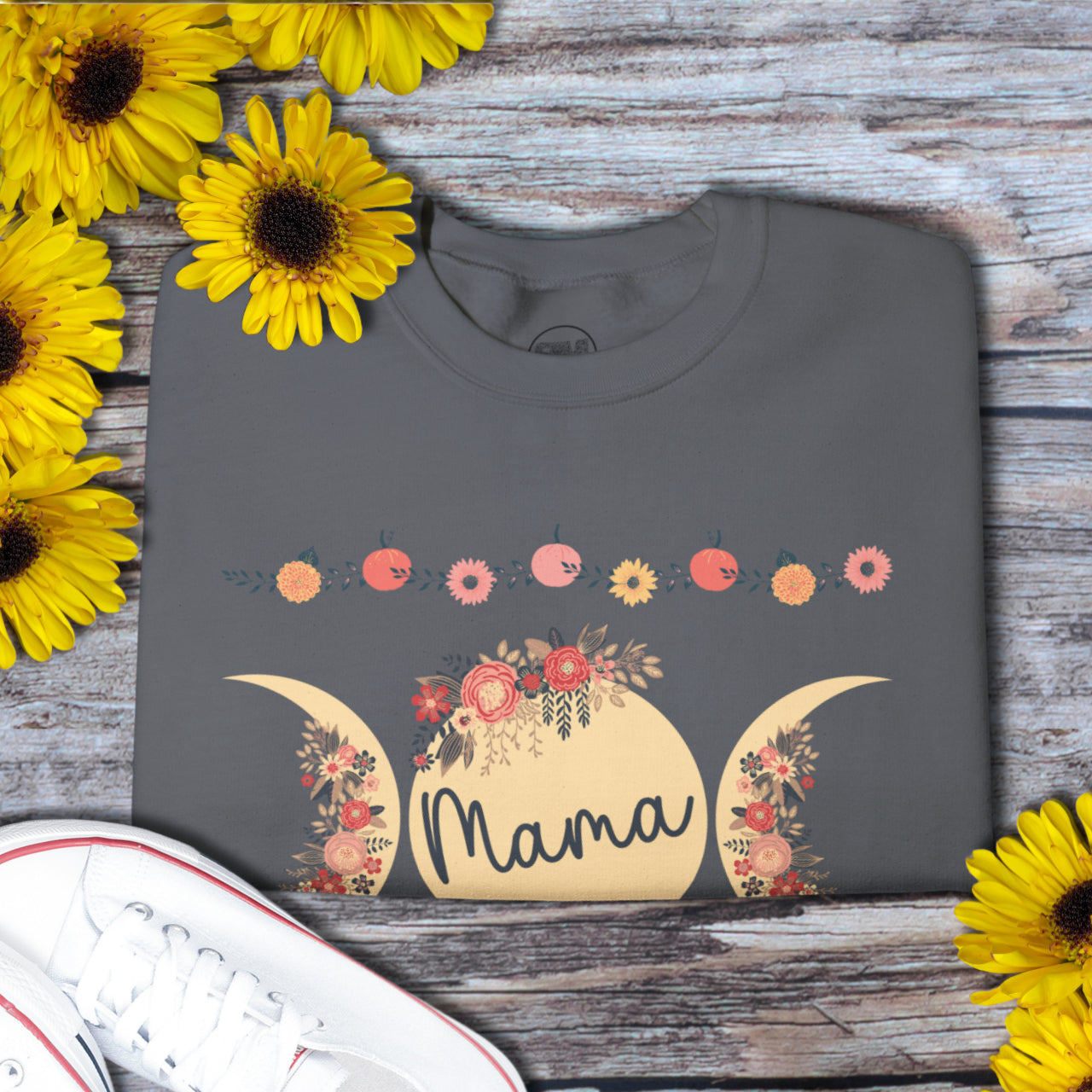 Custom Mama Sweatshirt with Sleeve Print, Personalized Mama Gift