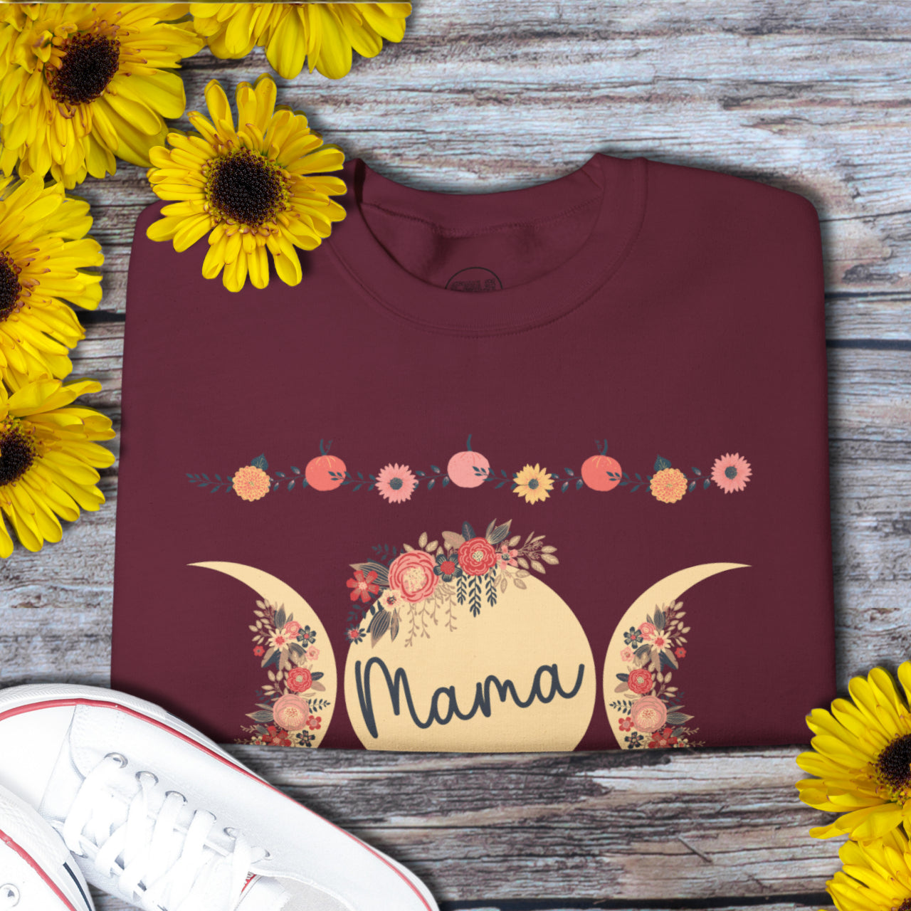 Custom Mama Sweatshirt with Sleeve Print, Personalized Mama Gift