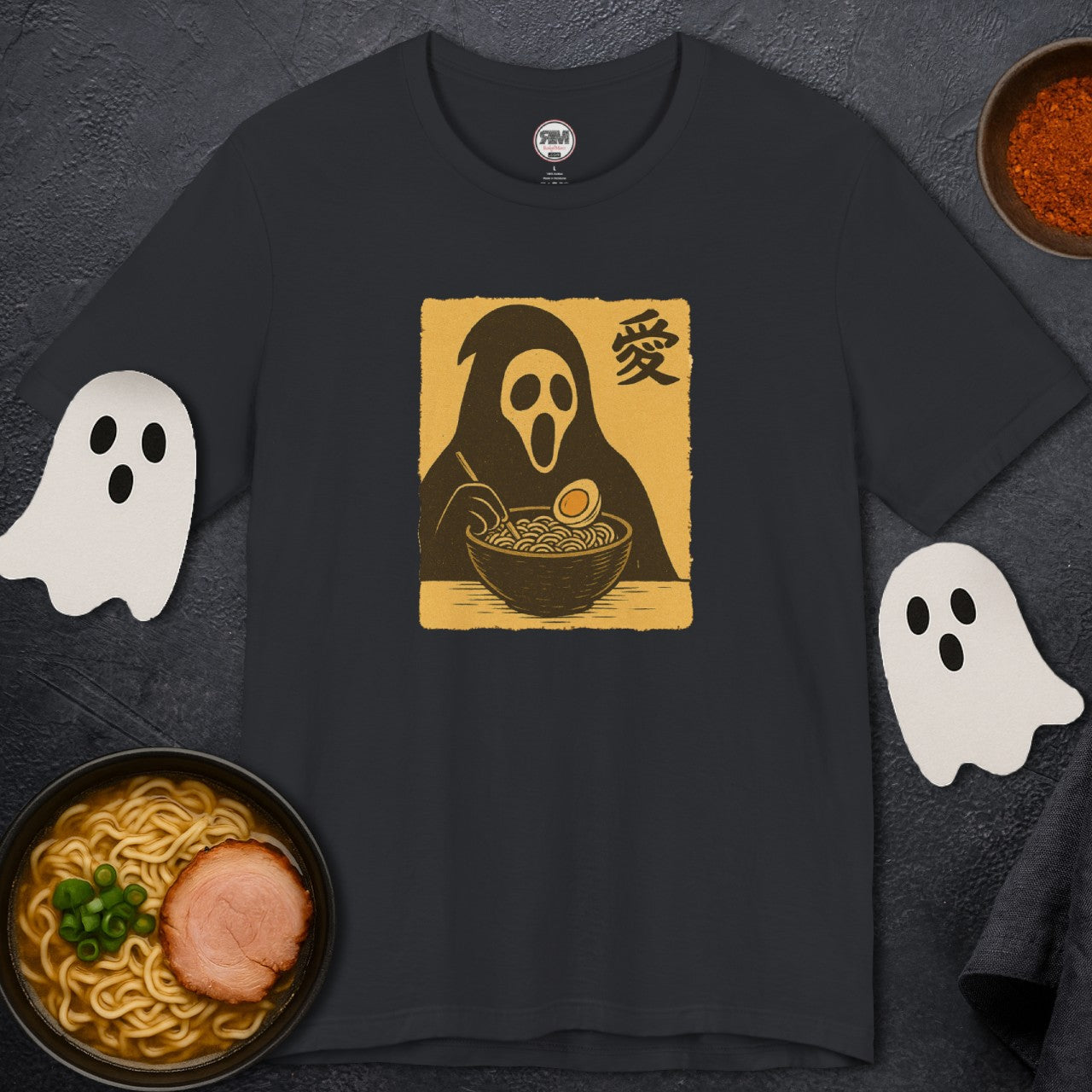 Shadow Slurper Ramen T-Shirt – Spooky Goth Noodle Lover Tee