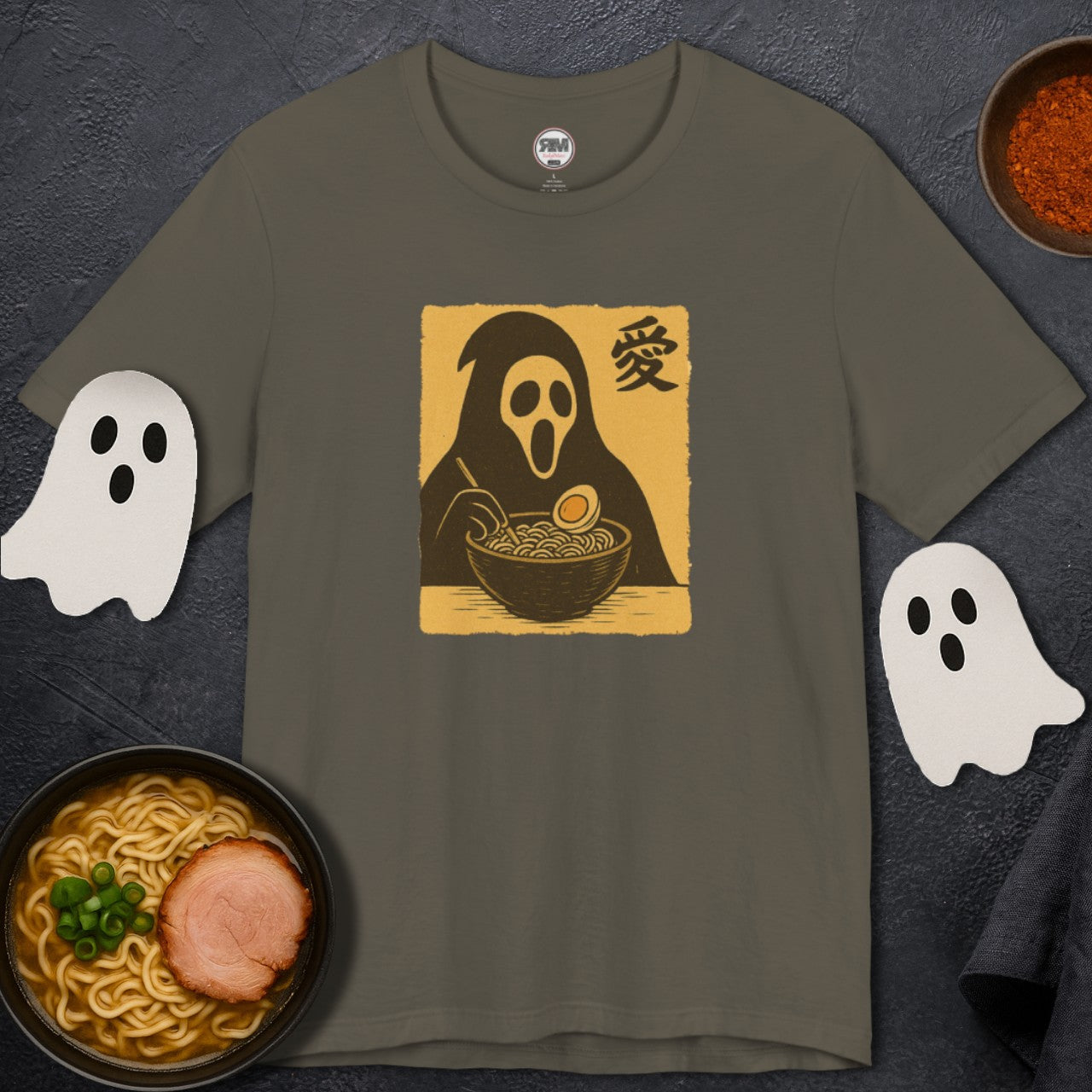 Shadow Slurper Ramen T-Shirt – Spooky Goth Noodle Lover Tee