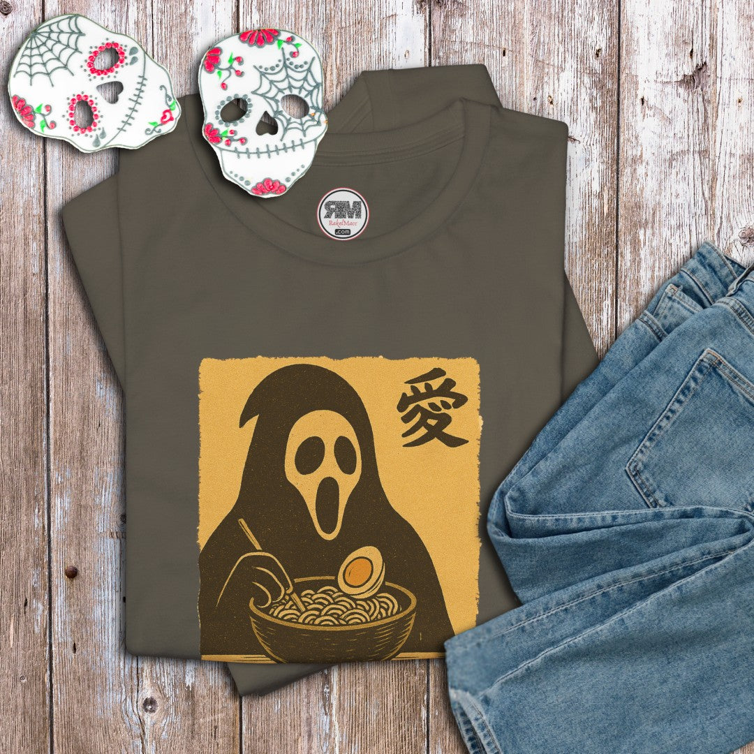 Shadow Slurper Ramen T-Shirt – Spooky Goth Noodle Lover Tee