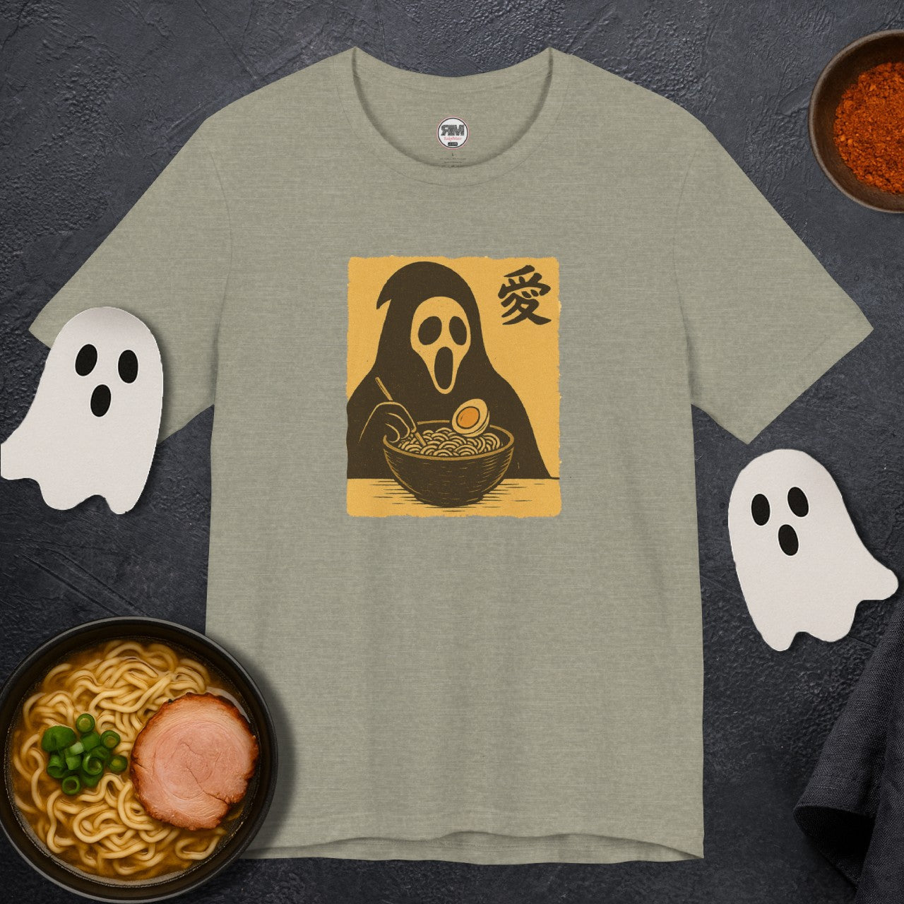 Shadow Slurper Ramen T-Shirt – Spooky Goth Noodle Lover Tee