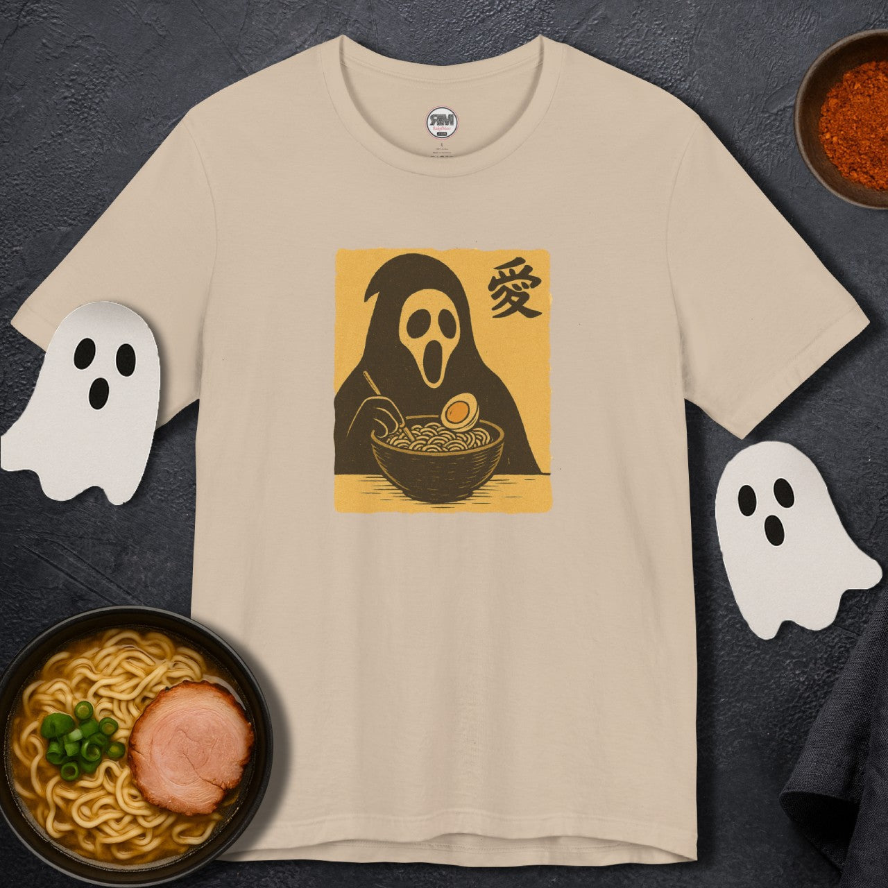 Shadow Slurper Ramen T-Shirt – Spooky Goth Noodle Lover Tee