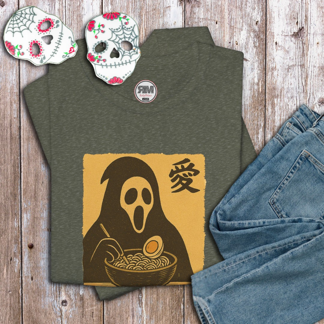 Shadow Slurper Ramen T-Shirt – Spooky Goth Noodle Lover Tee