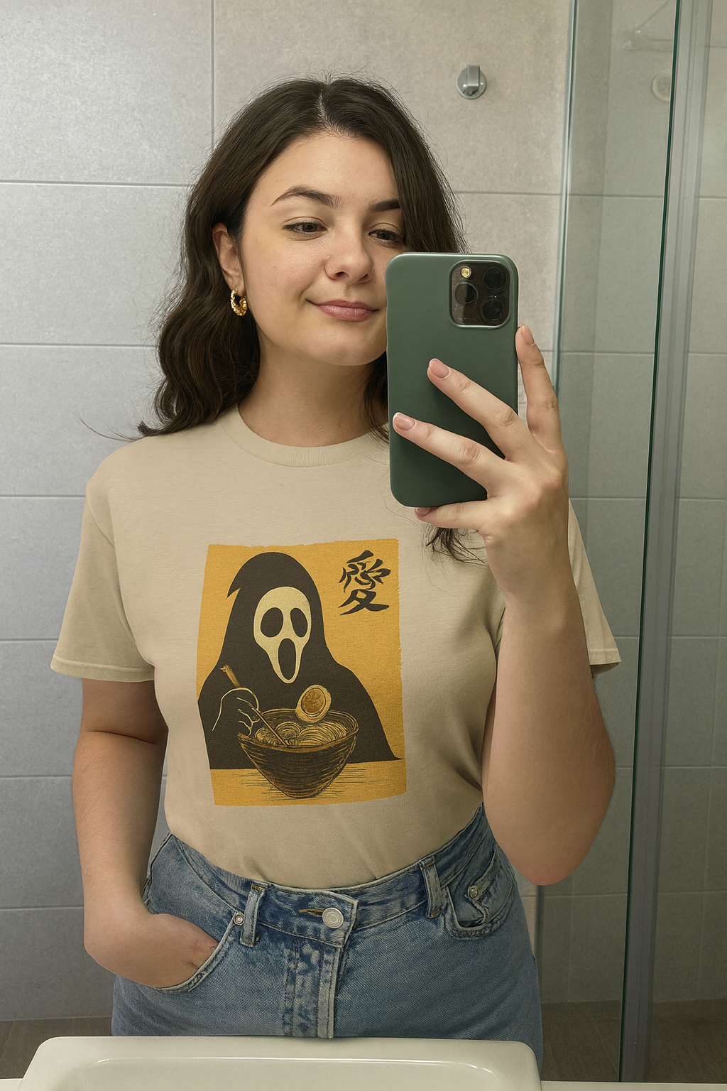 Shadow Slurper Ramen T-Shirt – Spooky Goth Noodle Lover Tee